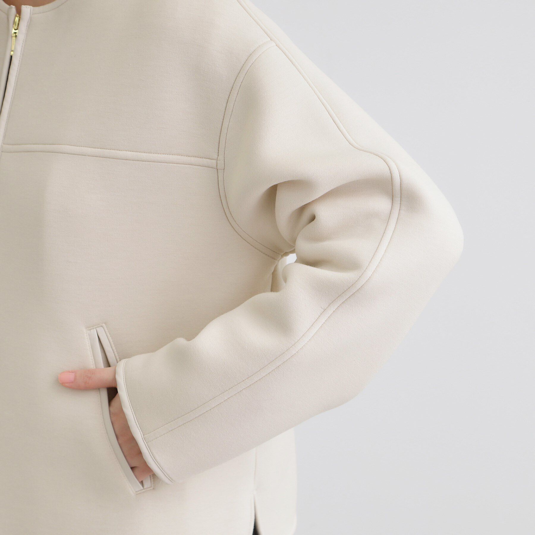 grove「ダンボールジャージパイピングブルゾン」|ブルゾン・スタジャン|