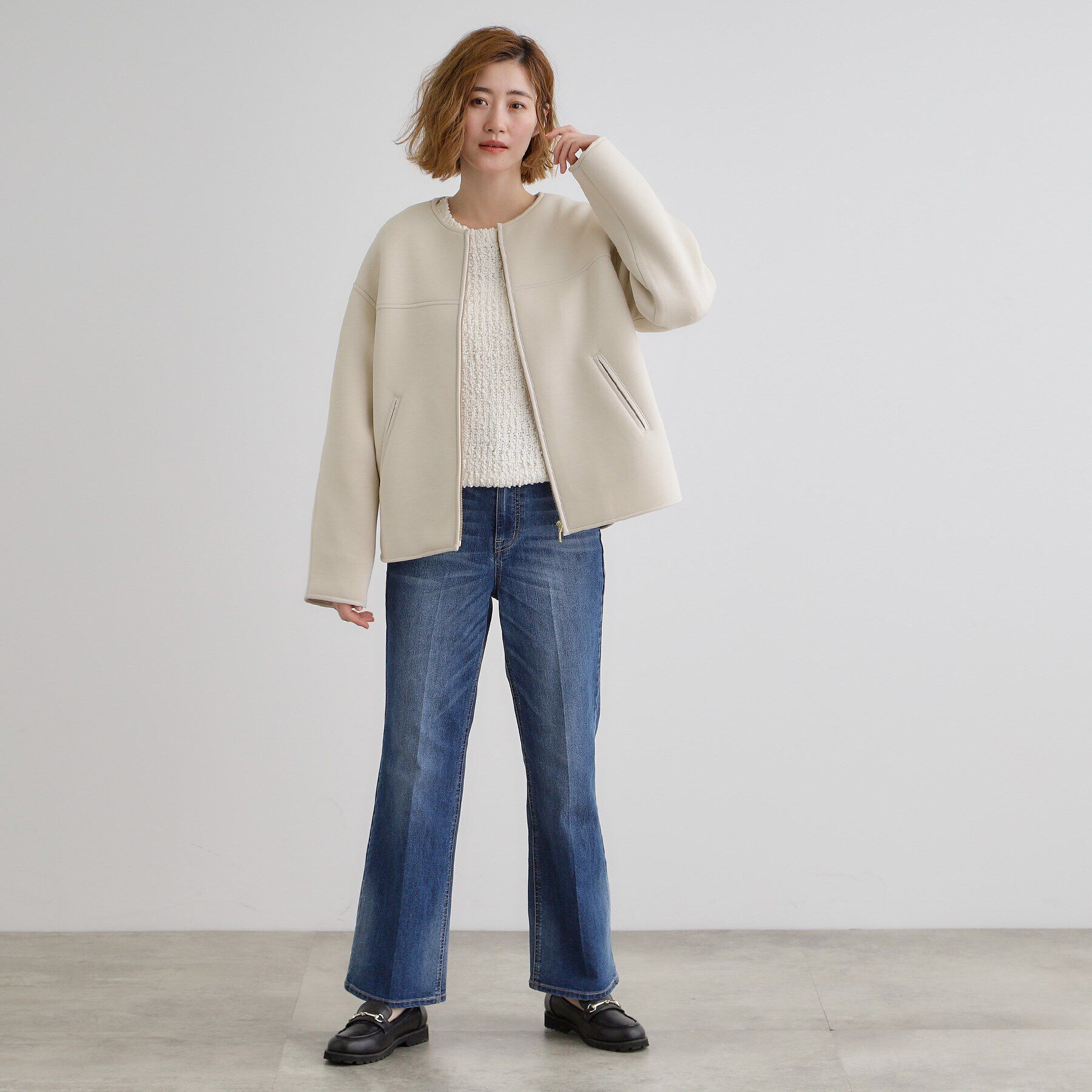 grove「ダンボールジャージパイピングブルゾン」|ブルゾン・スタジャン|