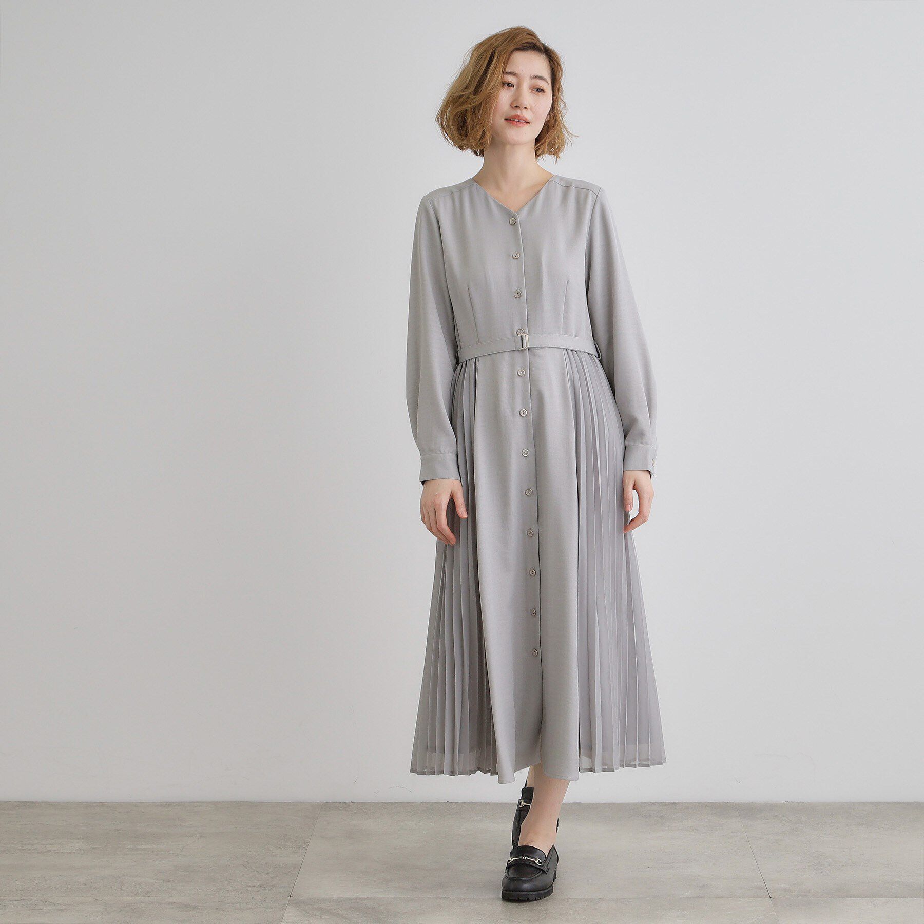 grove「サイドプリーツシャツワンピース」|ワンピース|