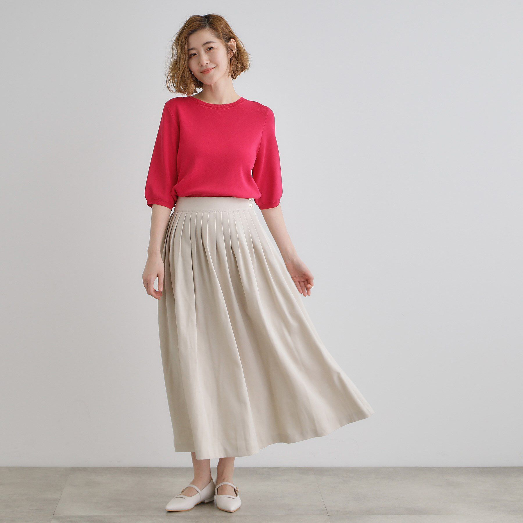 grove「ひんやり多機能・やわらかドライタッチ五分袖プルオーバー」|ニット・セーター|