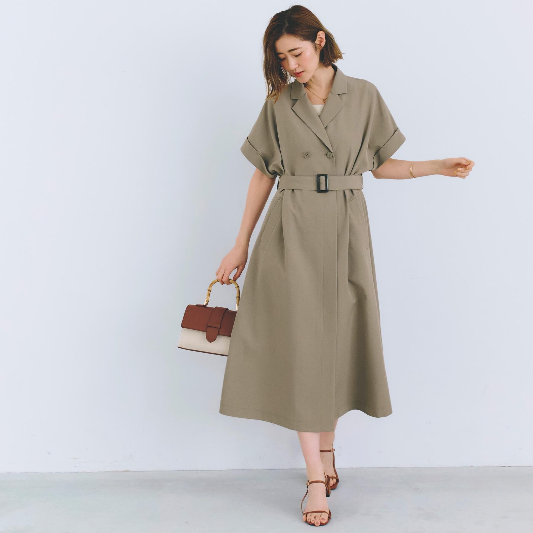 grove「【雑誌掲載】シーズレスで使えるトレンチライク2WAYワンピース」|ワンピース|