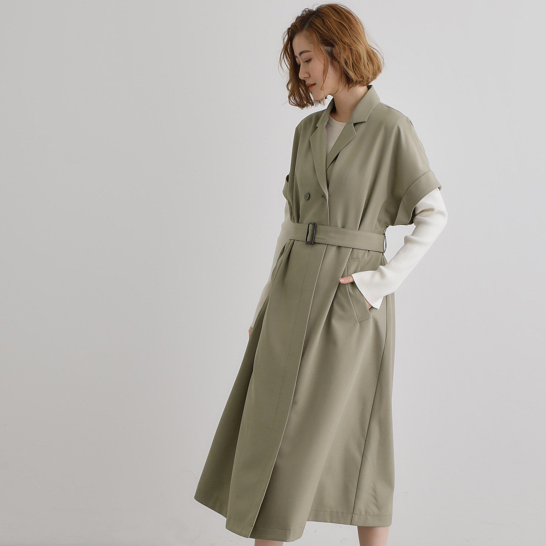 grove「【雑誌掲載】シーズレスで使えるトレンチライク2WAYワンピース」|ワンピース|