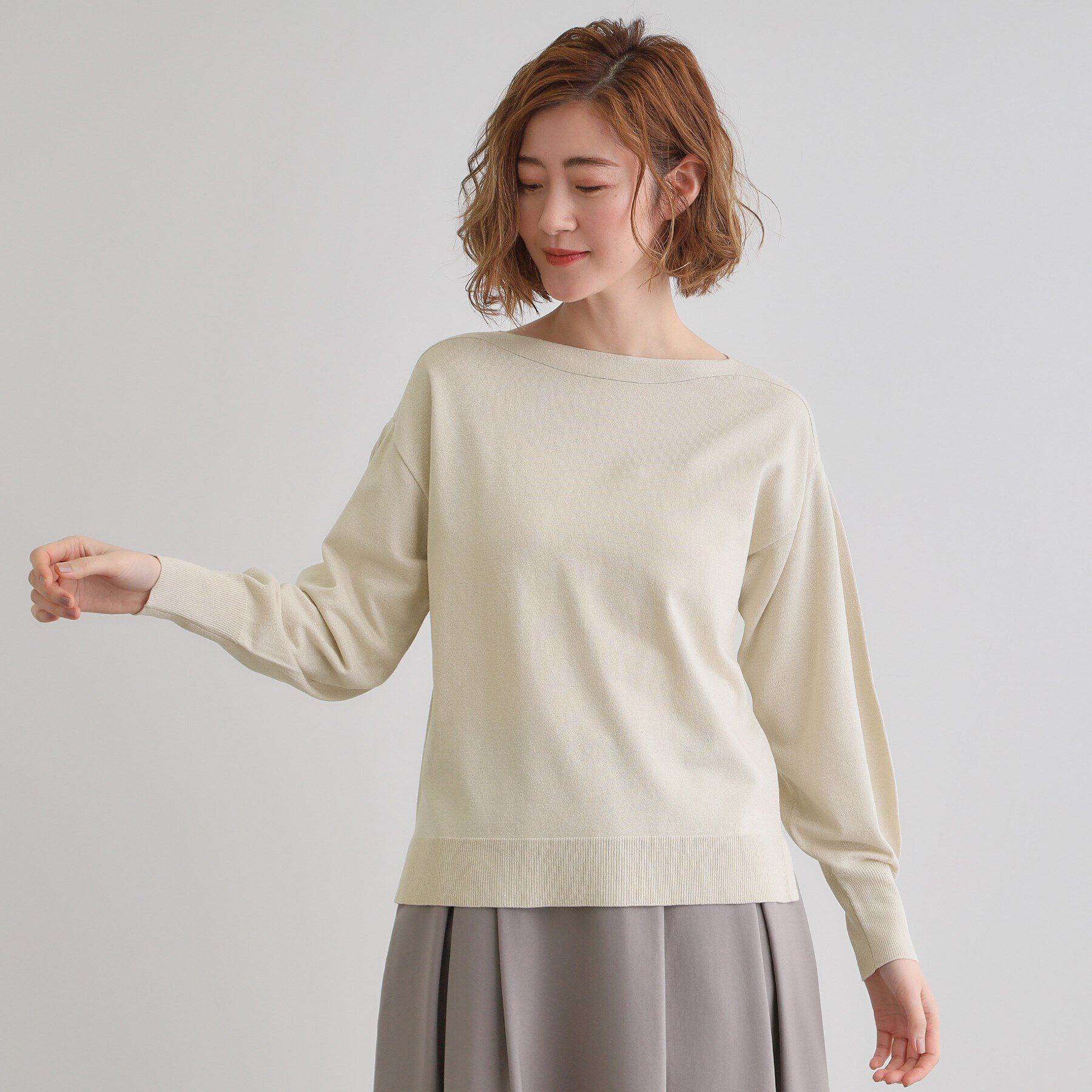 grove「袖タックラメニットプルオーバー」|Tシャツ・カットソー|