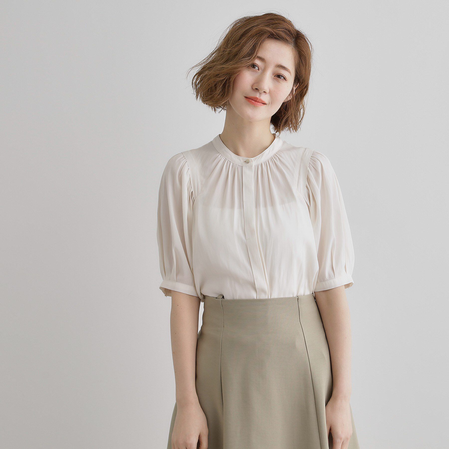 grove「【洗える】ヴィンテージサテンウイングスリーブブラウス」|シャツ・ブラウス|