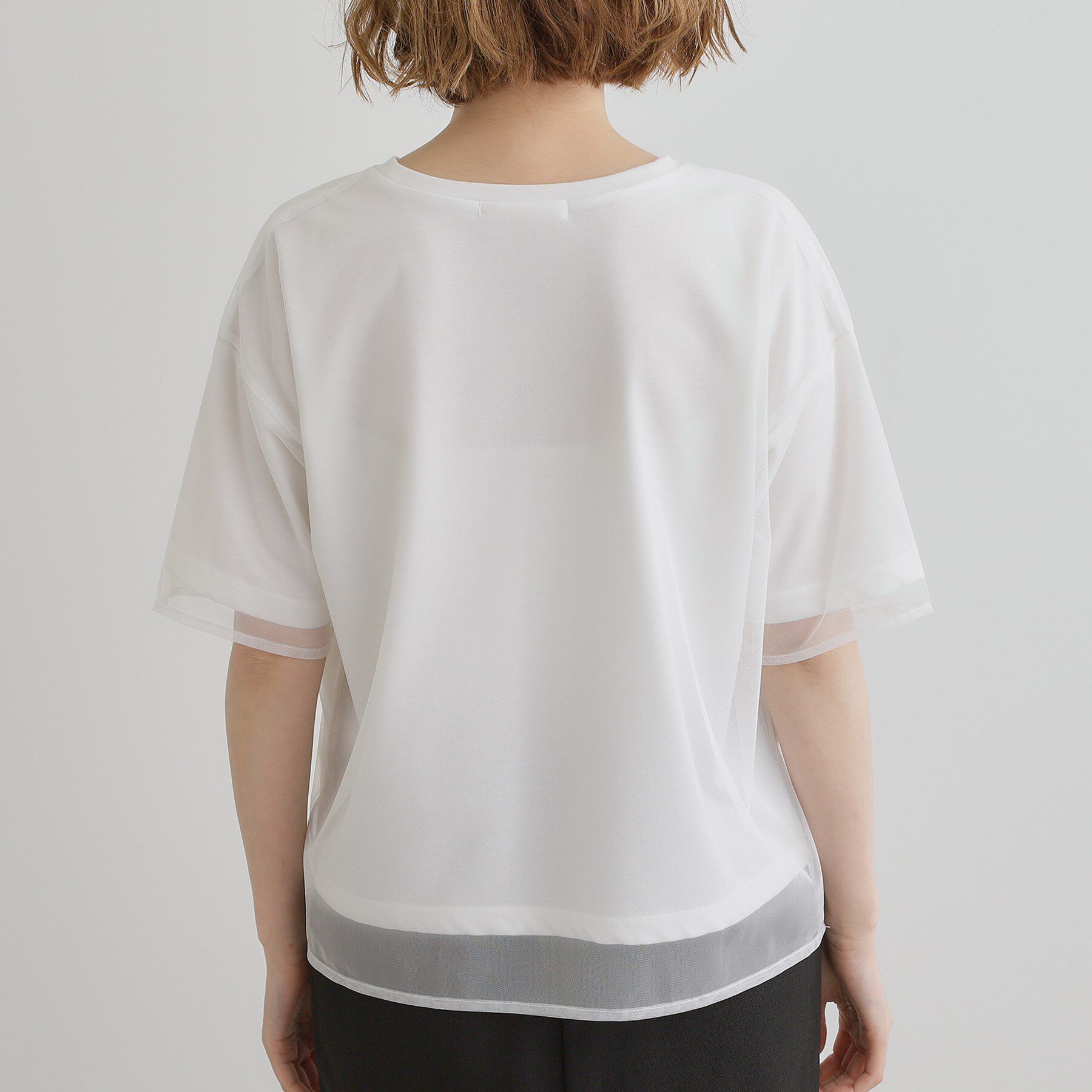 grove「【接触冷感・UVカット】大人のチュールレイヤードTシャツ」|Tシャツ・カットソー|