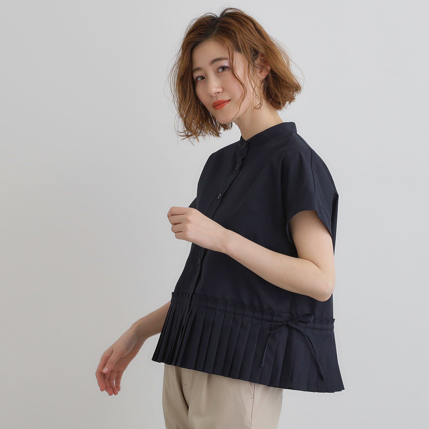 grove「キレイに見えて嬉しい 裾プリーツシャツ」|シャツ・ブラウス|