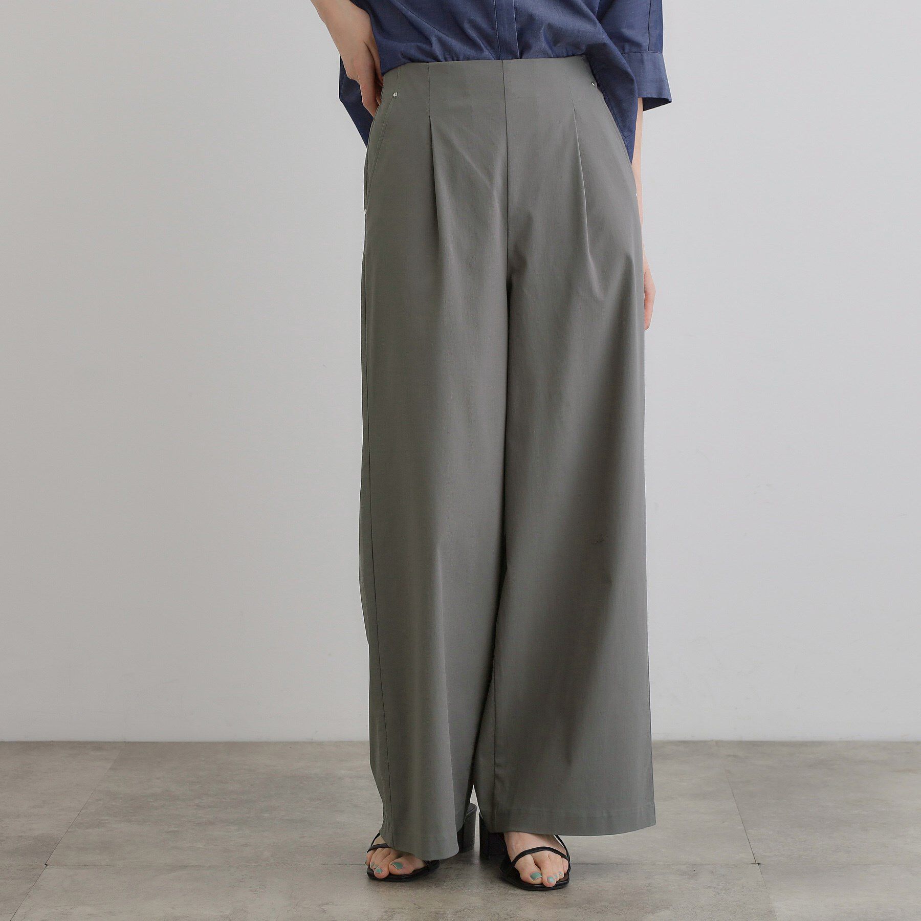 grove「高身長さん向け＋10cm【接触冷感】サマーハイパーストレッチワイドパンツ」|その他|チャコールグレー(0