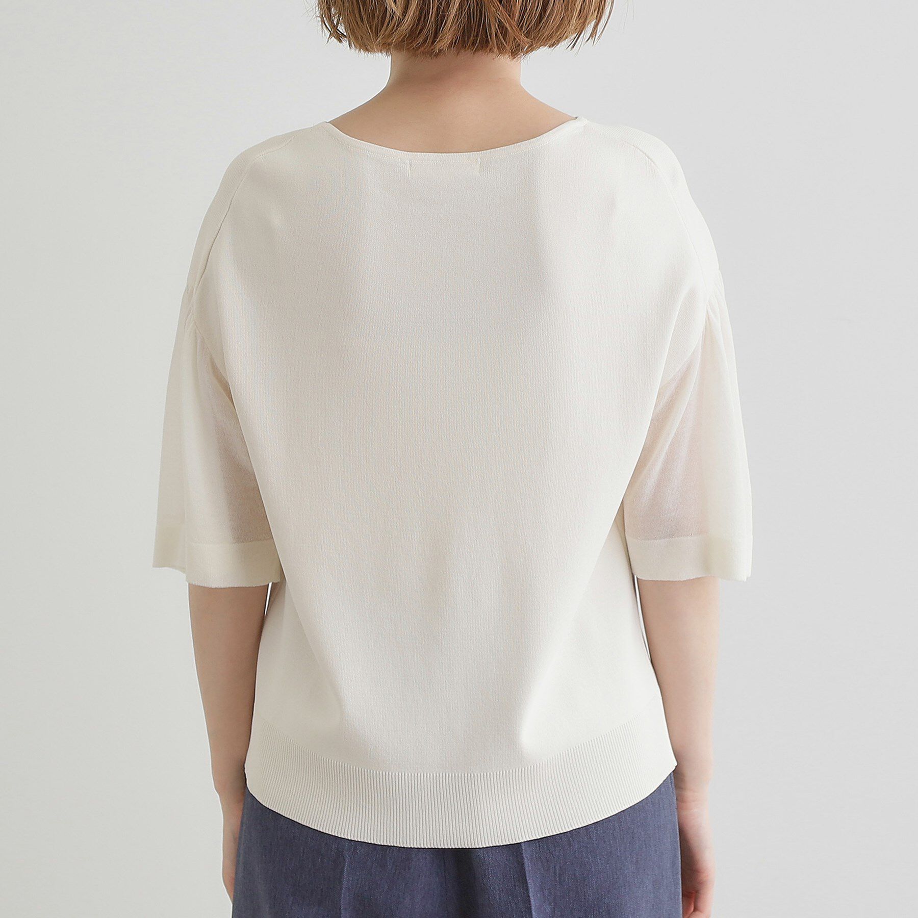 grove「【嬉しい機能付き】やわらかドライタッチシアーフレアスリーブニット」|ニット・セーター|