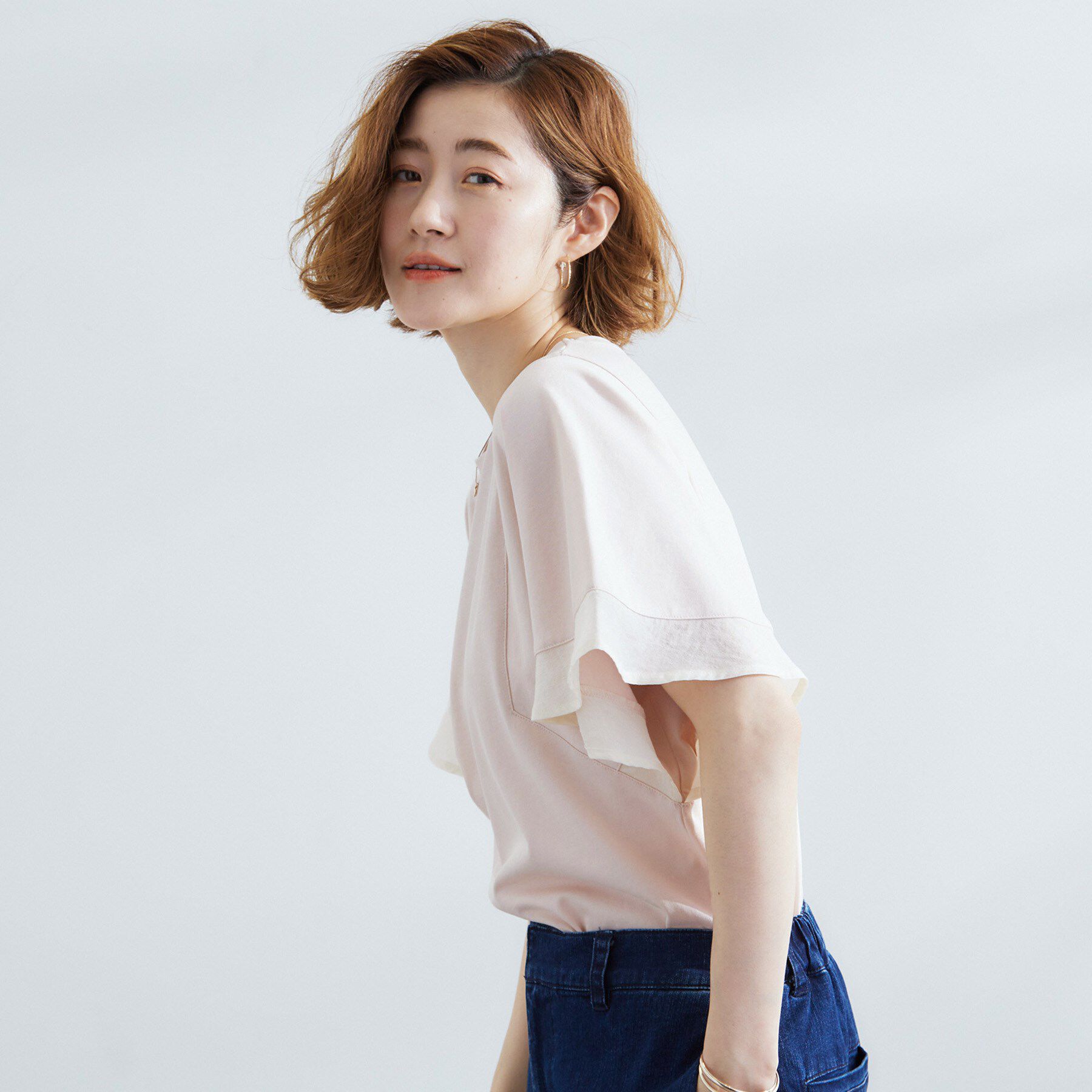 grove「【UVカット/二の腕カバー】1枚で着映えするフレアスリーブデザイン」|Tシャツ・カットソー|ライトピンク(070