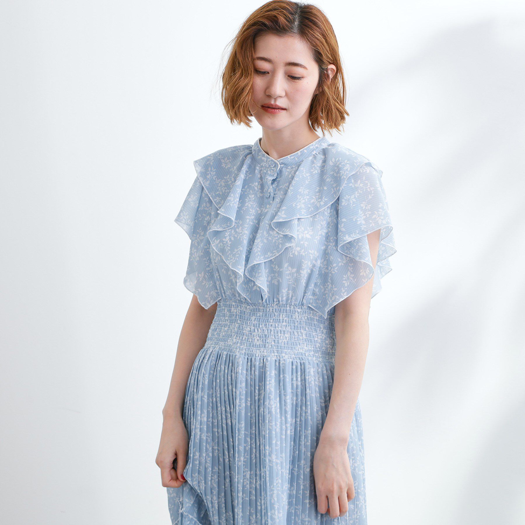 grove「夏の主役シフォンプリントプリーツワンピース」|ワンピース|