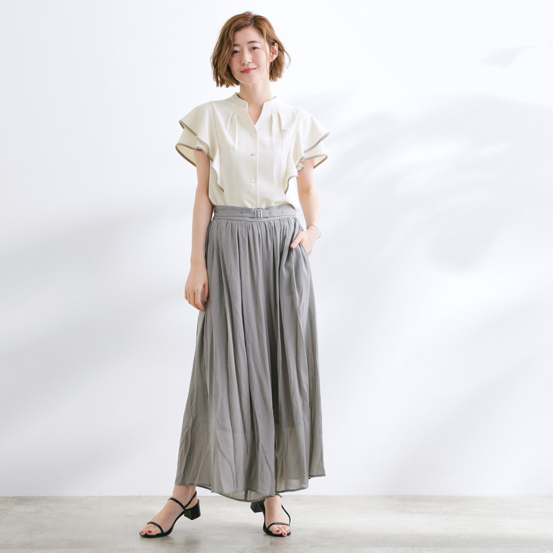 grove「【さらりと着られる】多機能フリルブラウス」|シャツ・ブラウス|