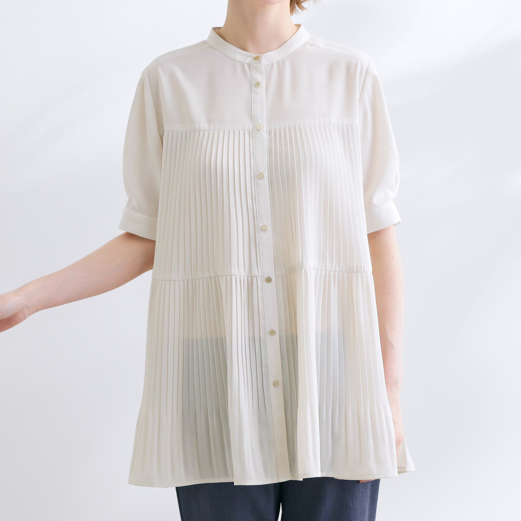 grove「【体型カバー】ラフに着たい　ティアードプリーツブラウス」|シャツ・ブラウス|