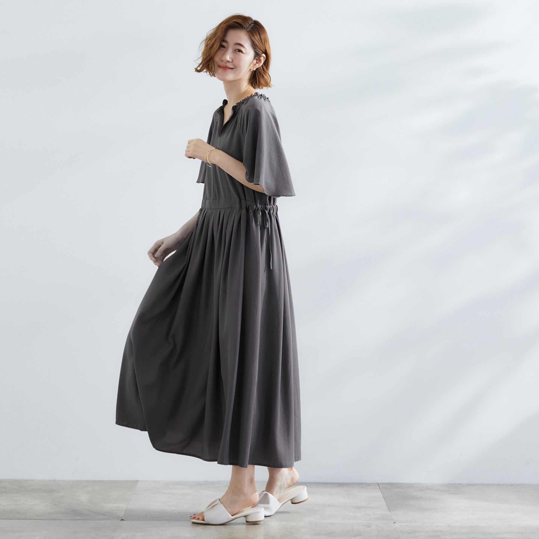 grove「【晴れの日も雨の日も】撥水エアリーフレアスリーブワンピース」|ワンピース|