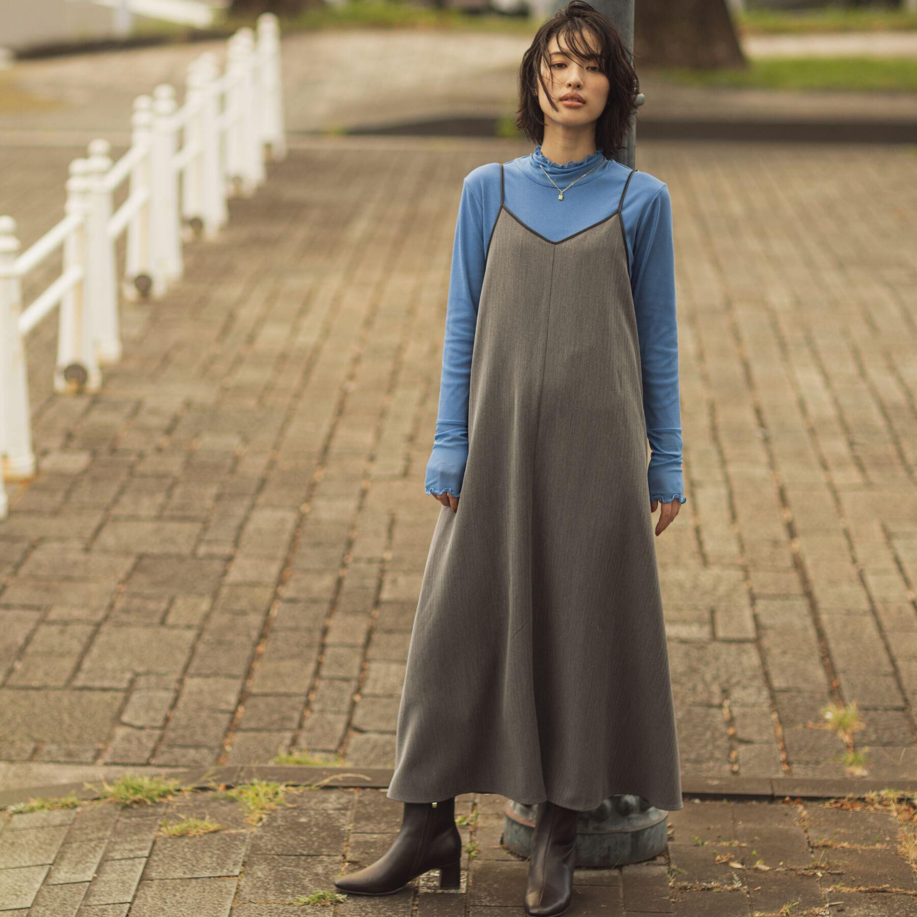 grove「【体型カバー/レイヤード】へリンボンキャミワンピース」|ワンピース|