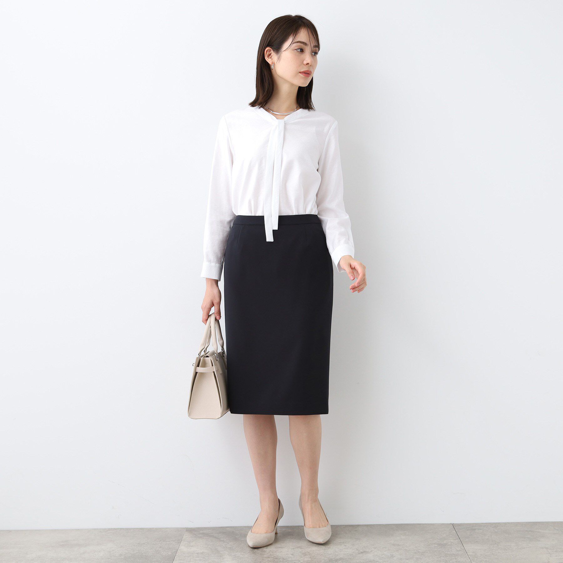 INDIVI「【洗える】ストライプドビー ボウタイブラウス」|シャツ・ブラウス|