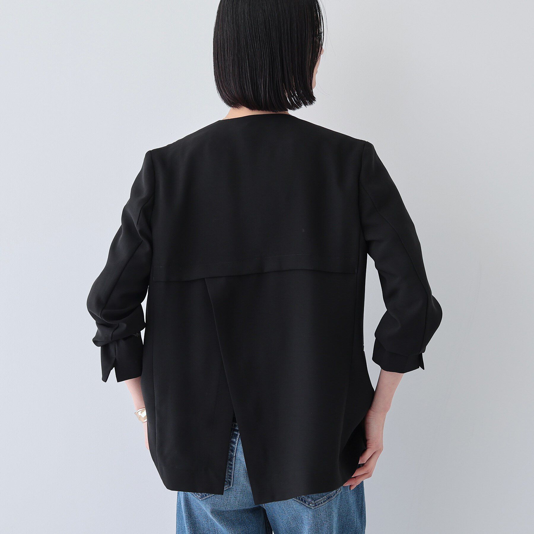 INDIVI「【洗える／バックシャン】ハンサムノーカラージャケット」|ノーカラージャケット|