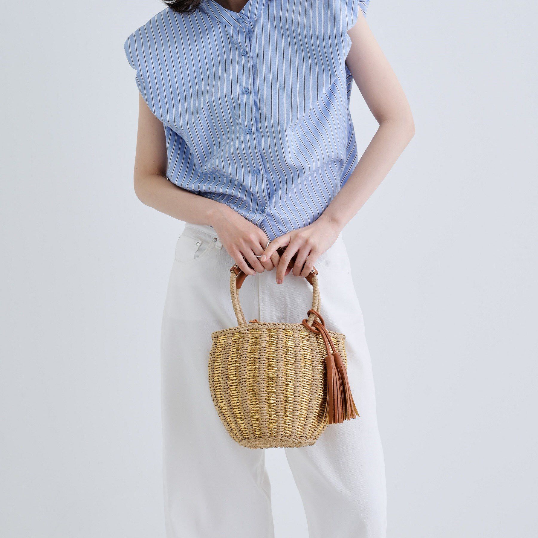 GALLEST「メタリック編込みかごバッグ」|ハンドバッグ|