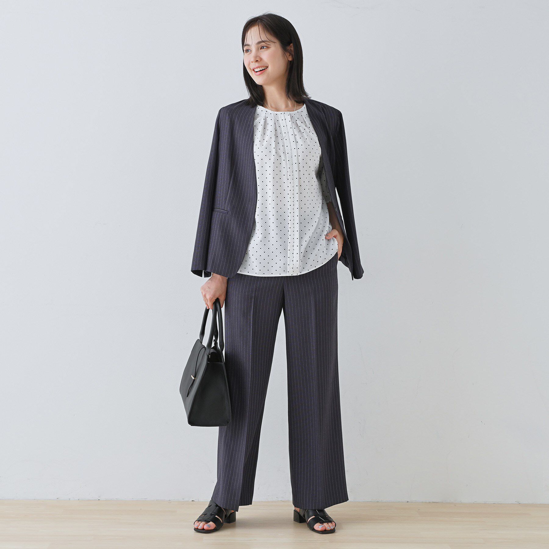 INDIVI「【通勤／きれいめ】柄タックブラウス」|シャツ・ブラウス|