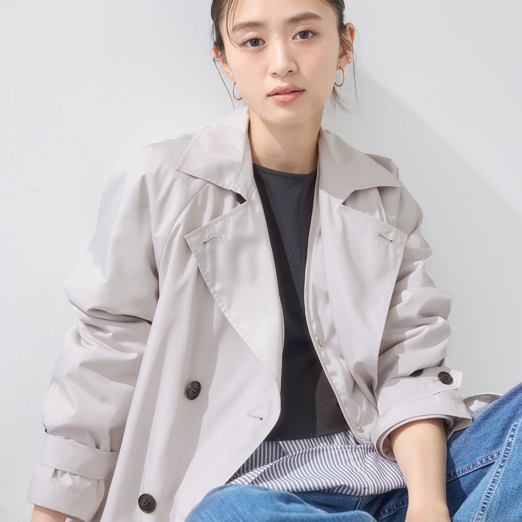 INDIVI「【撥水／UVケア／2WAY】超軽量ライナー付ライトトレンチコート」|トレンチコート|グレージュ(050)