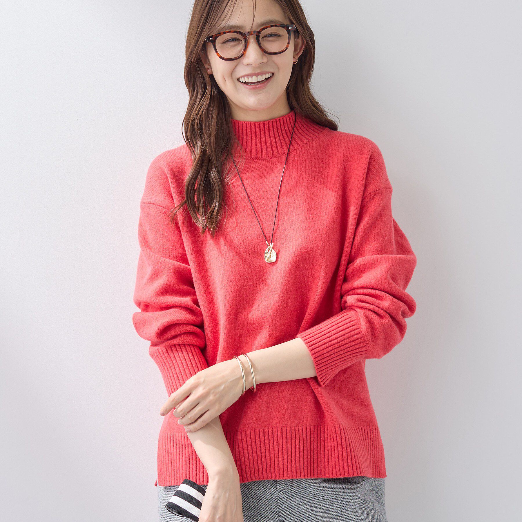 INDIVI「【カシミヤ混】ミドルゲージ ハイネックニット」|ニット・セーター|