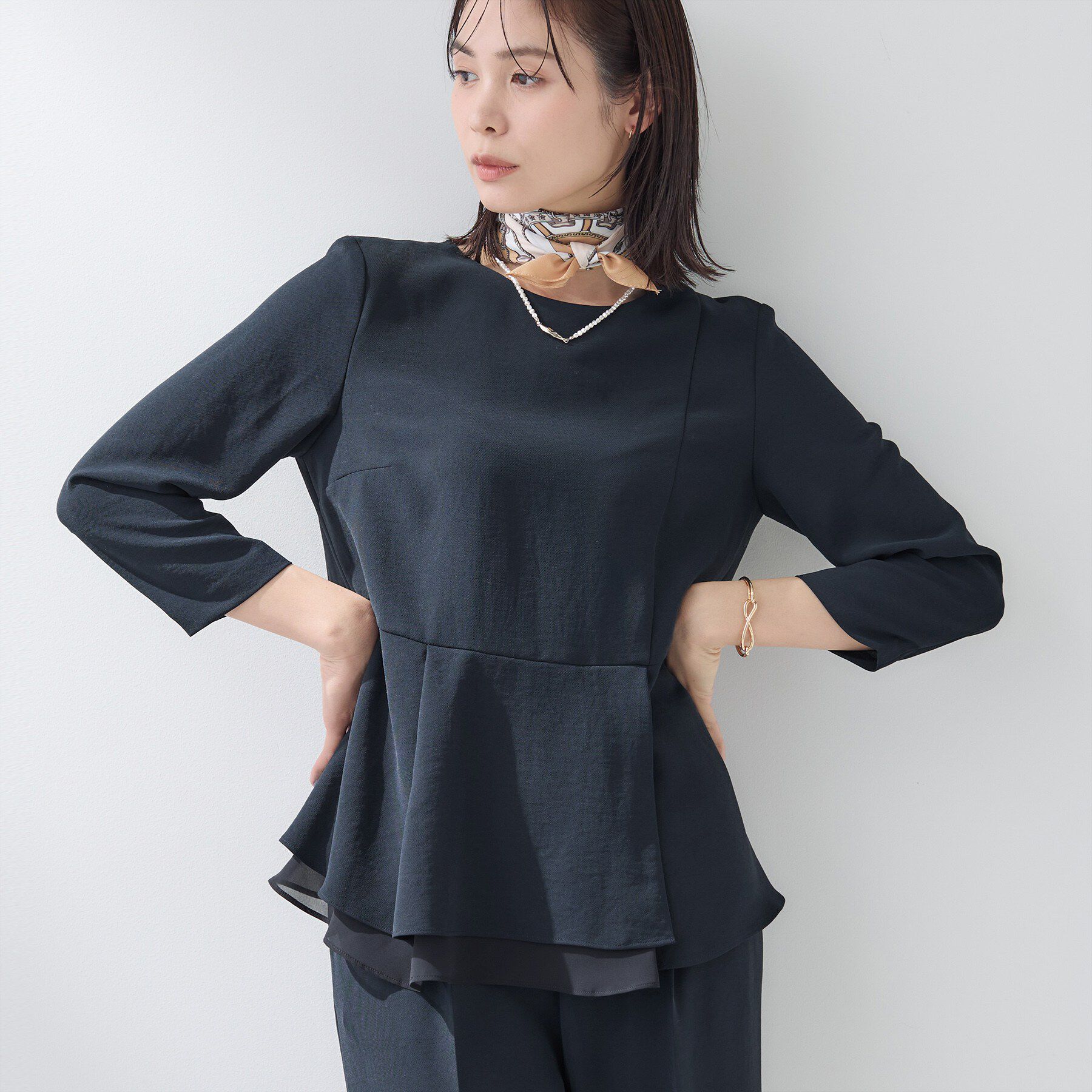 INDIVI「【洗える／UVケア／SETUP可】着る日傘ペプラムブラウス」|シャツ・ブラウス|