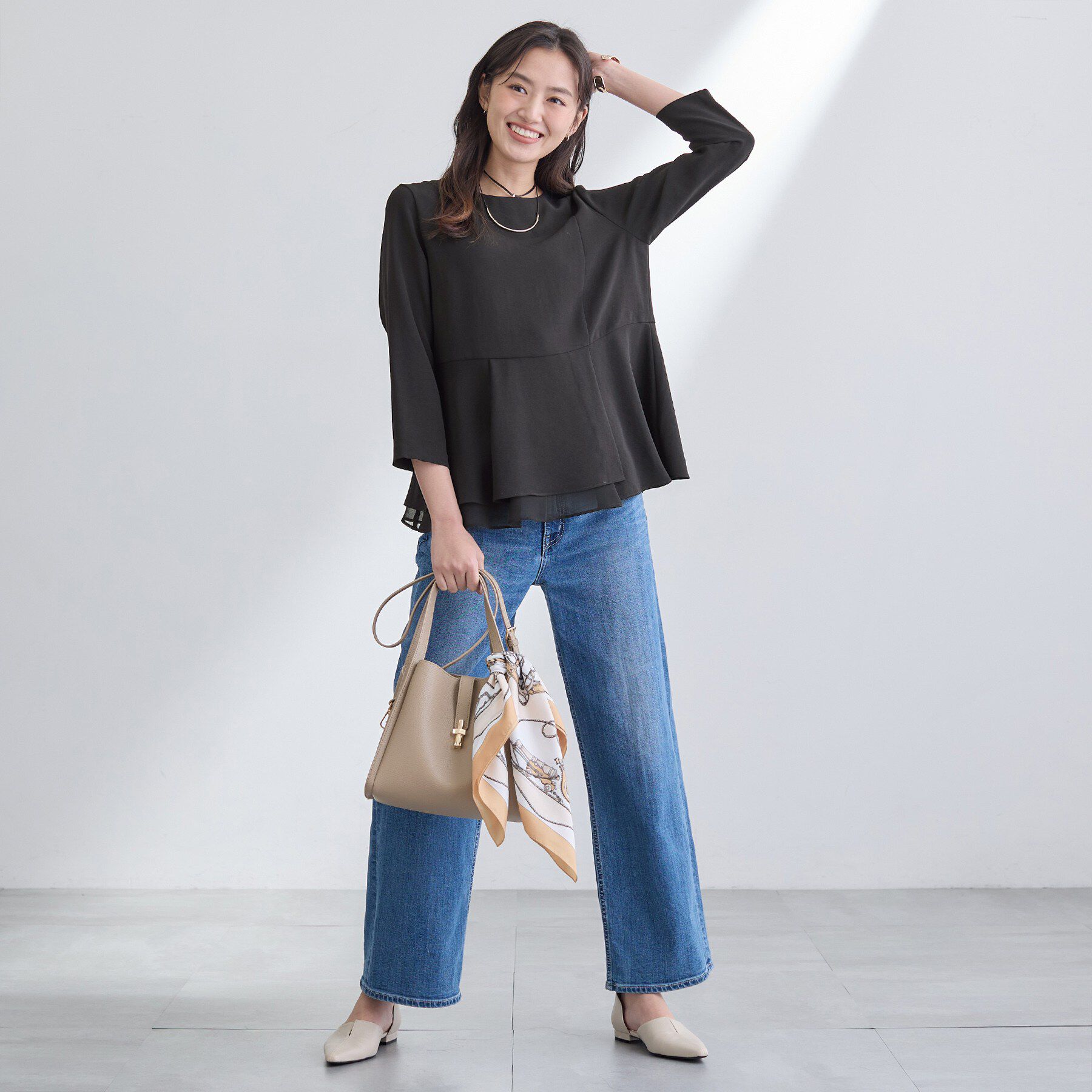 INDIVI「【洗える／UVケア／SETUP可】着る日傘ペプラムブラウス」|シャツ・ブラウス|