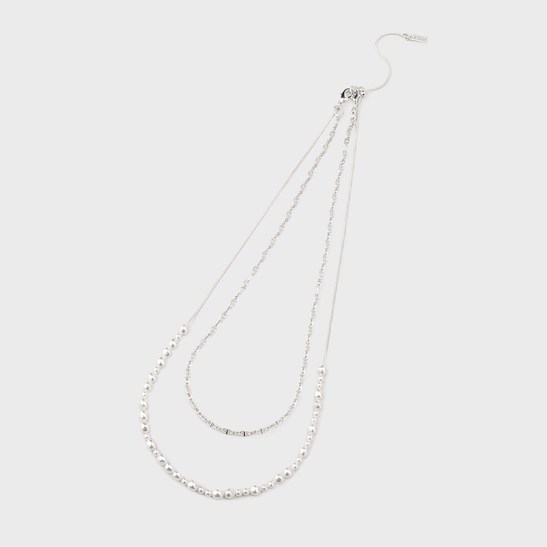 INDIVI「【2WAY／2連セット】パール調＆チェーンミックスネックレス」|ネックレス|