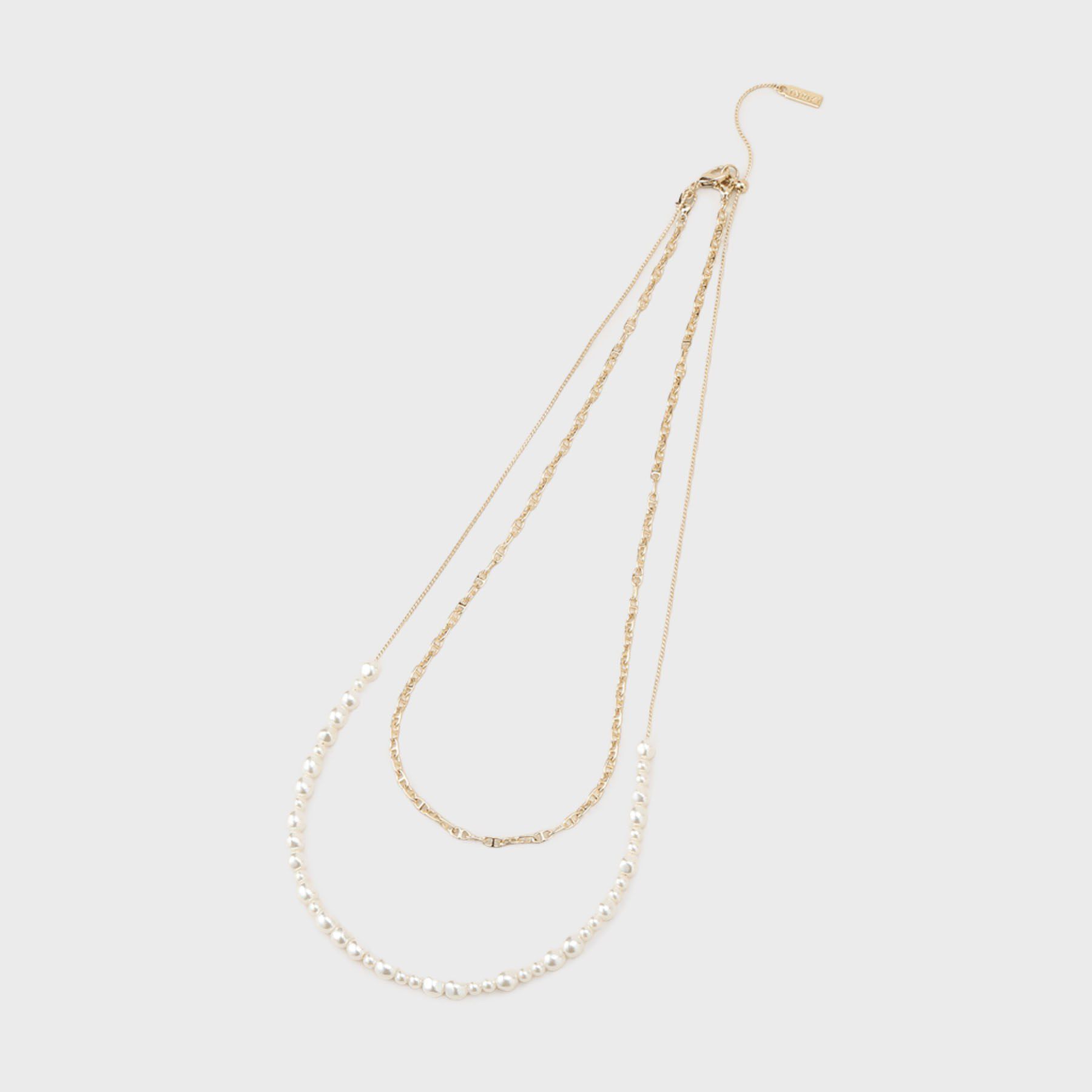 INDIVI「【2WAY／2連セット】パール調＆チェーンミックスネックレス」|ネックレス|