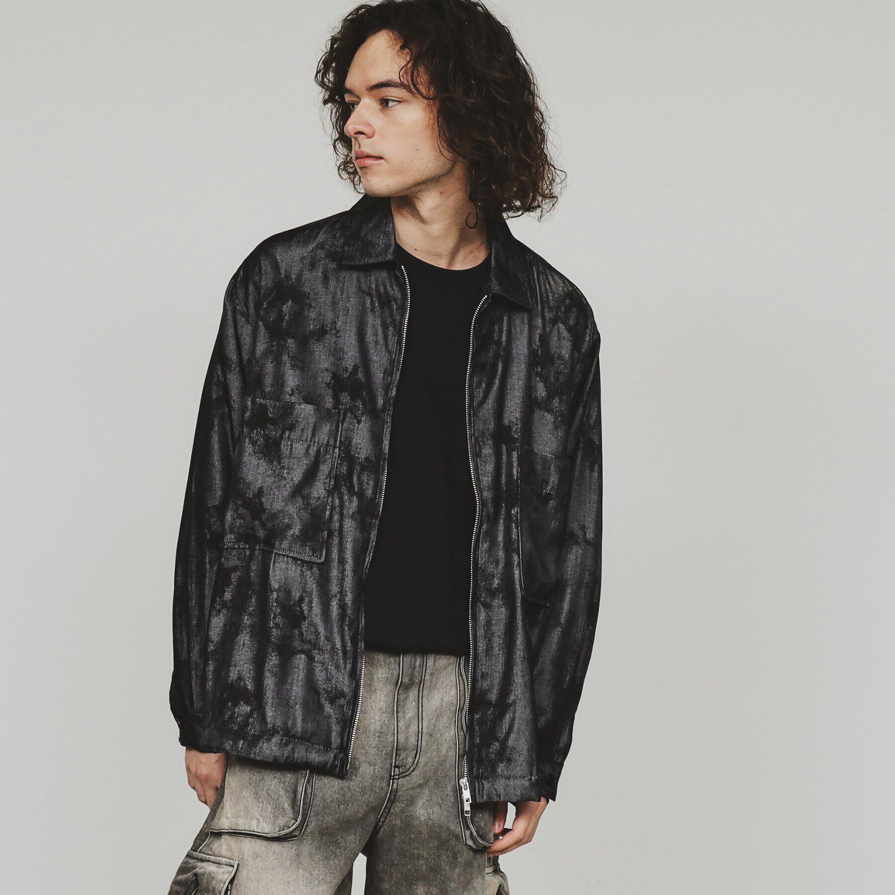 tk.TAKEO KIKUCHI「シャンブレーシャツアウター」|シャツ・ブラウス|ブラック(019)