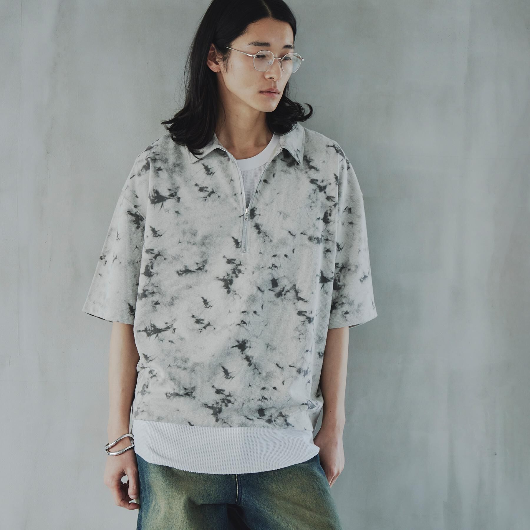 tk.TAKEO KIKUCHI「ヴィンテージライクハーフジップポロシャツ」|ポロシャツ|