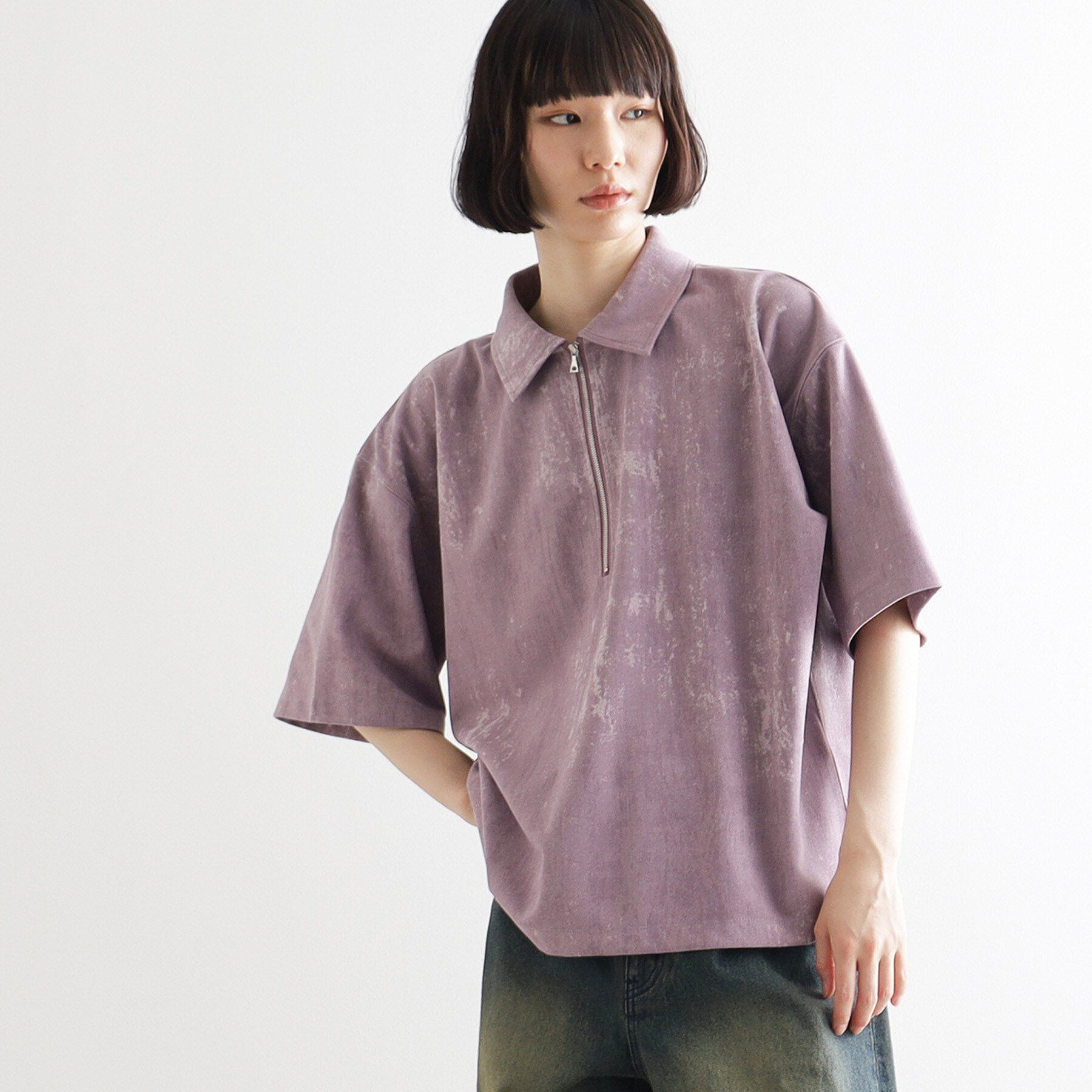 tk.TAKEO KIKUCHI「ヴィンテージライクハーフジップポロシャツ」|ポロシャツ|