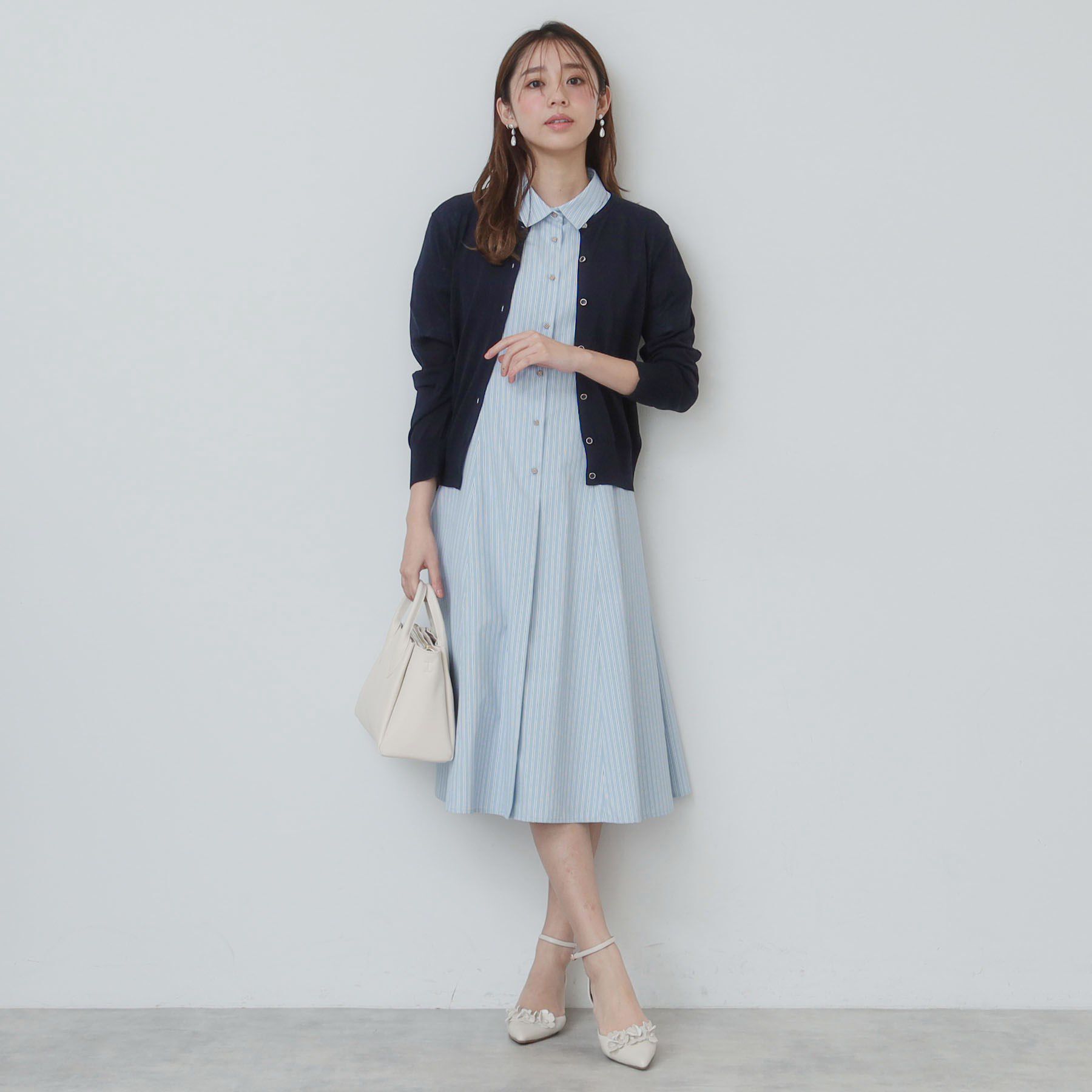 index「ストライプシャツワンピース【洗濯機洗い可/イージーアイロン】」|ワンピース|