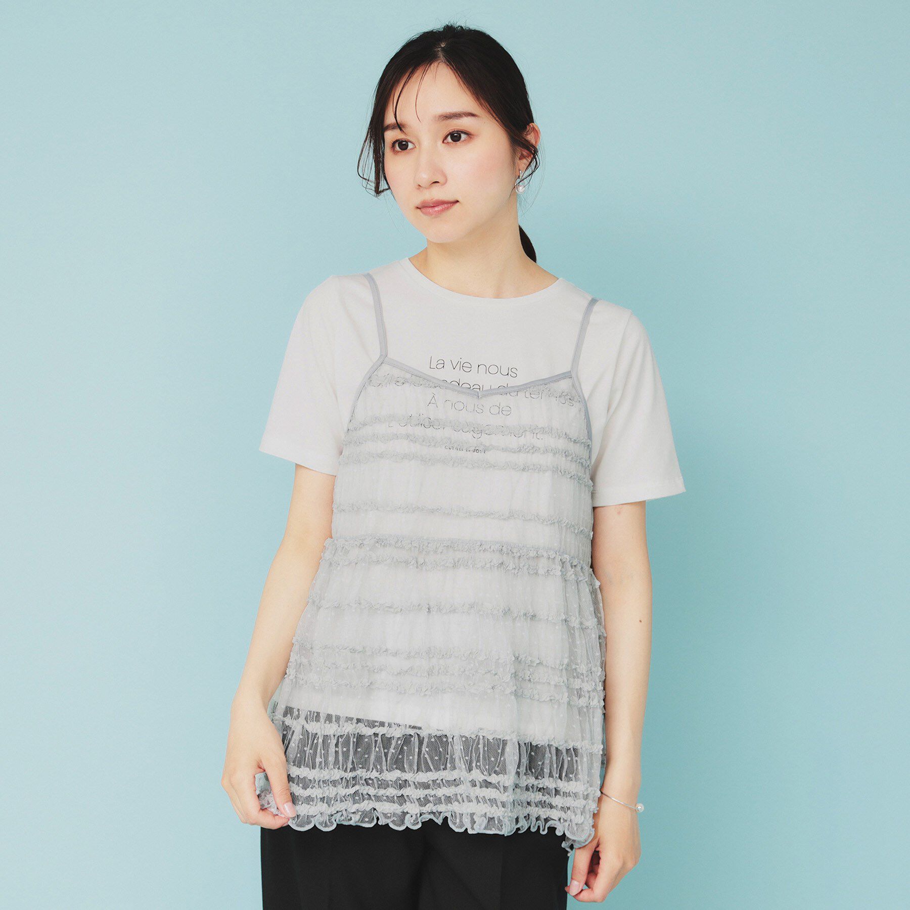 index「《ツインセット》ロゴT&times;チュールキャミ【UVケア/接触冷感/洗濯機洗い可】」|その他|