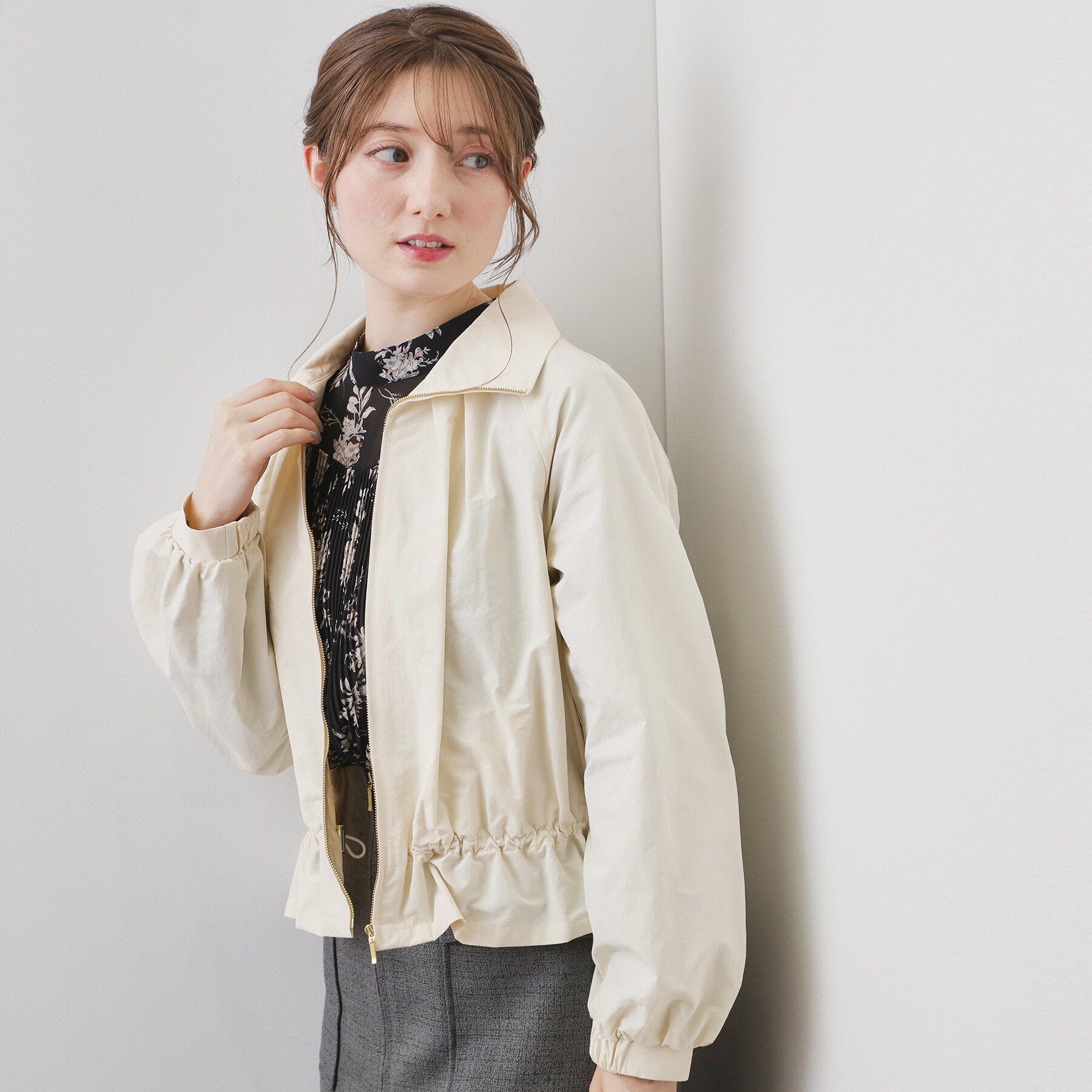 index「スタンドカラーペプラムブルゾン【洗濯機OK】」|ブルゾン・スタジャン|