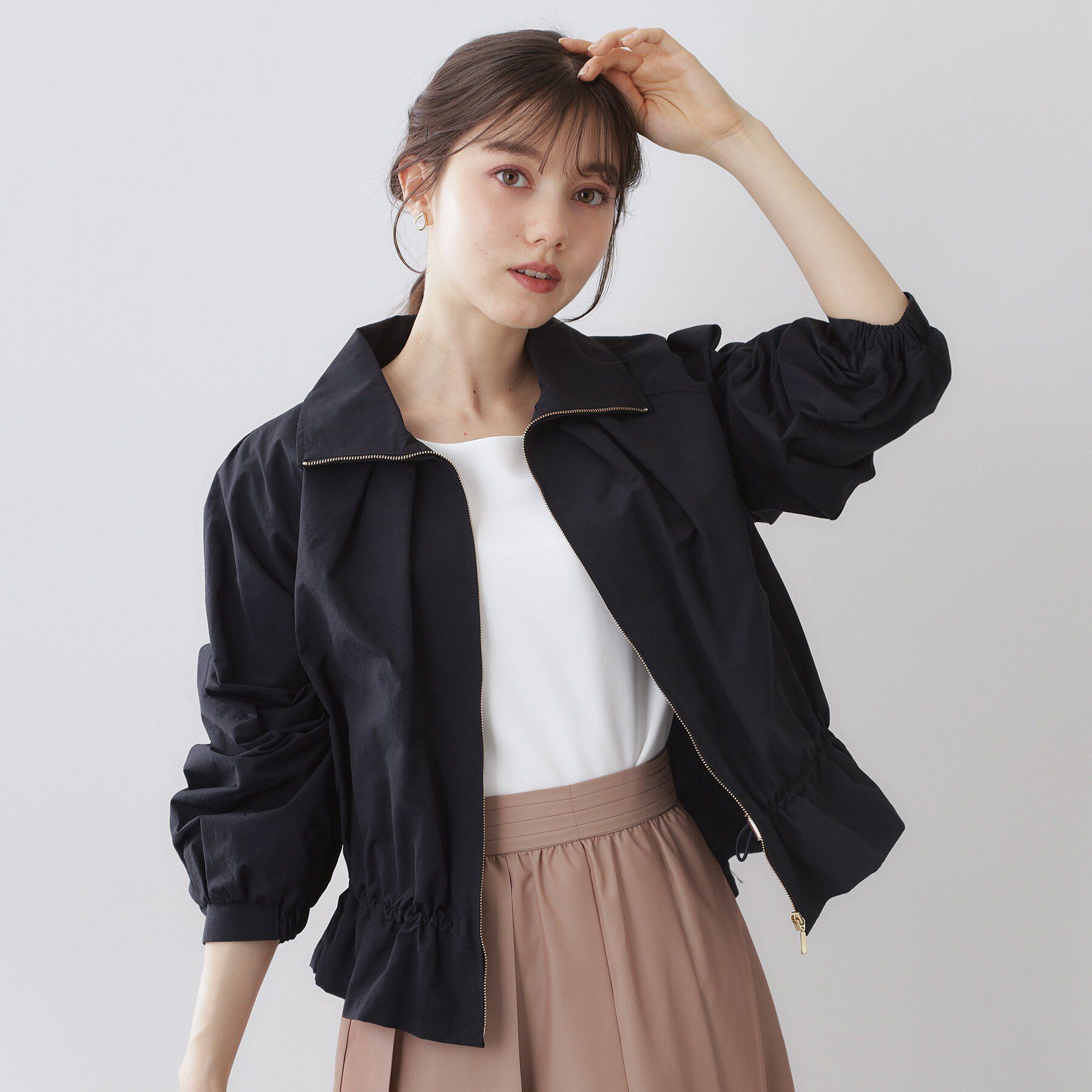 index「スタンドカラーペプラムブルゾン【洗濯機OK】」|ブルゾン・スタジャン|