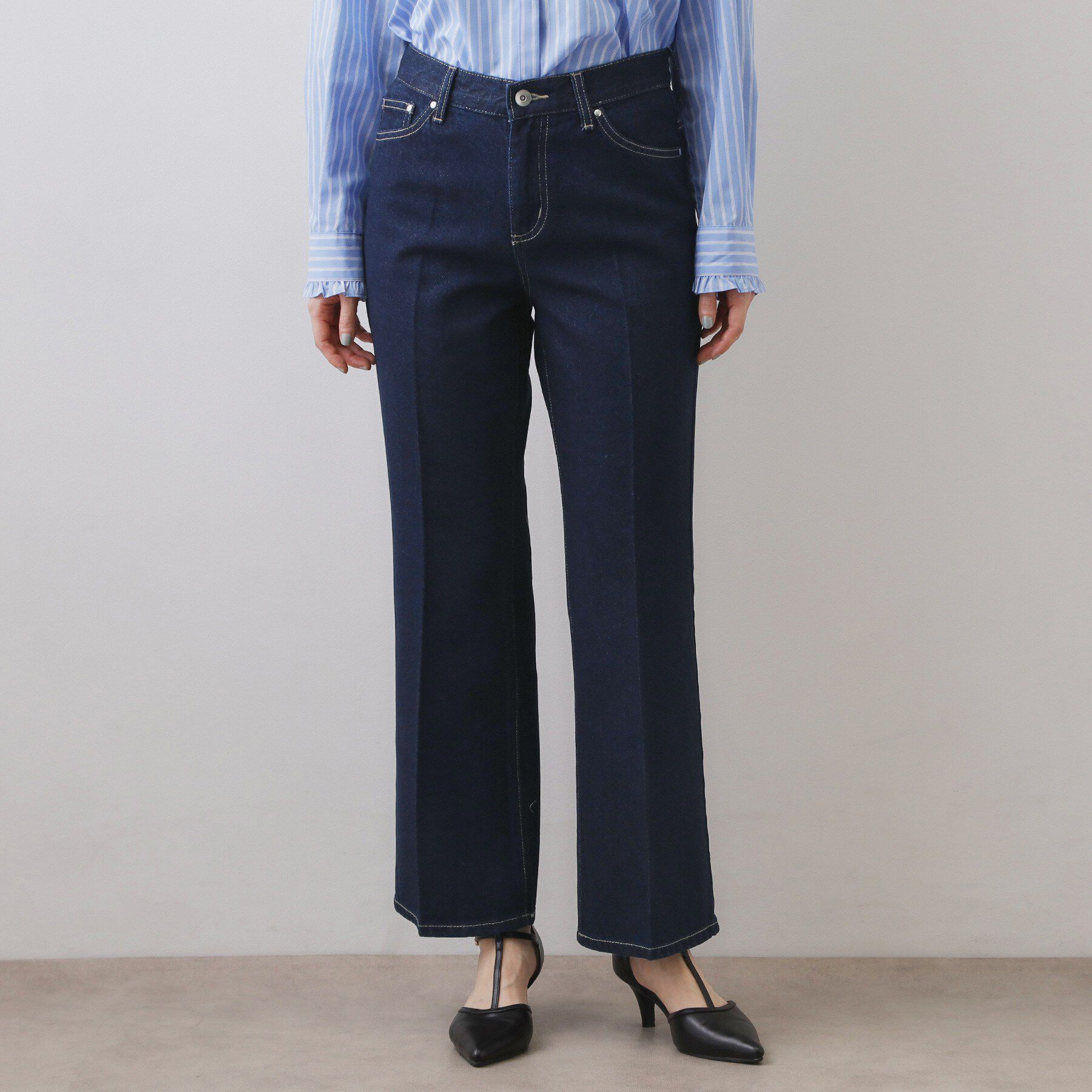 index「セルロース混フレアデニムパンツ【洗濯機OK】」|デニム|