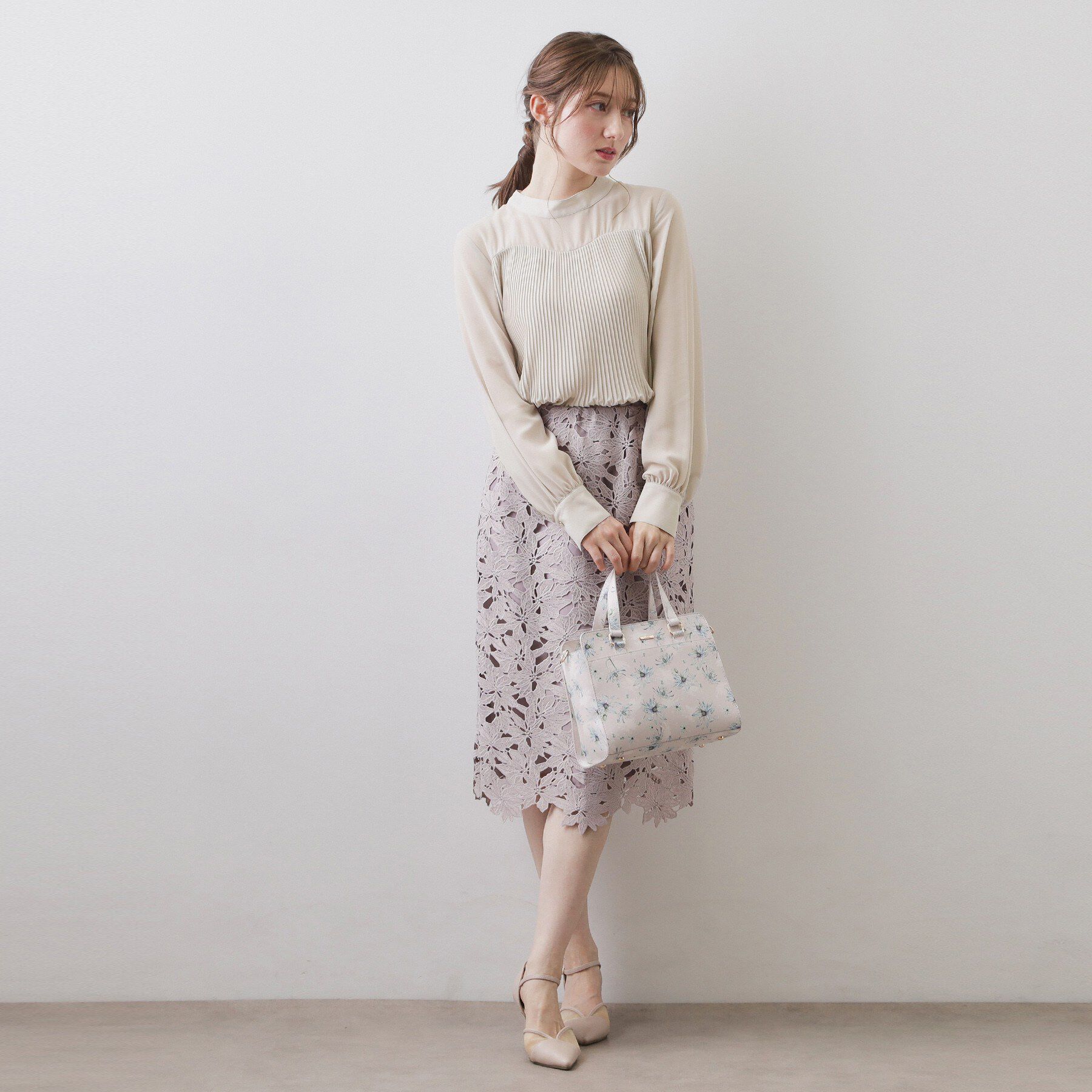 index「エアリープリーツスタンドカラーブラウス【洗濯機OK/イージーアイロン/防シワ】《5col》」|シャツ・ブラウス|