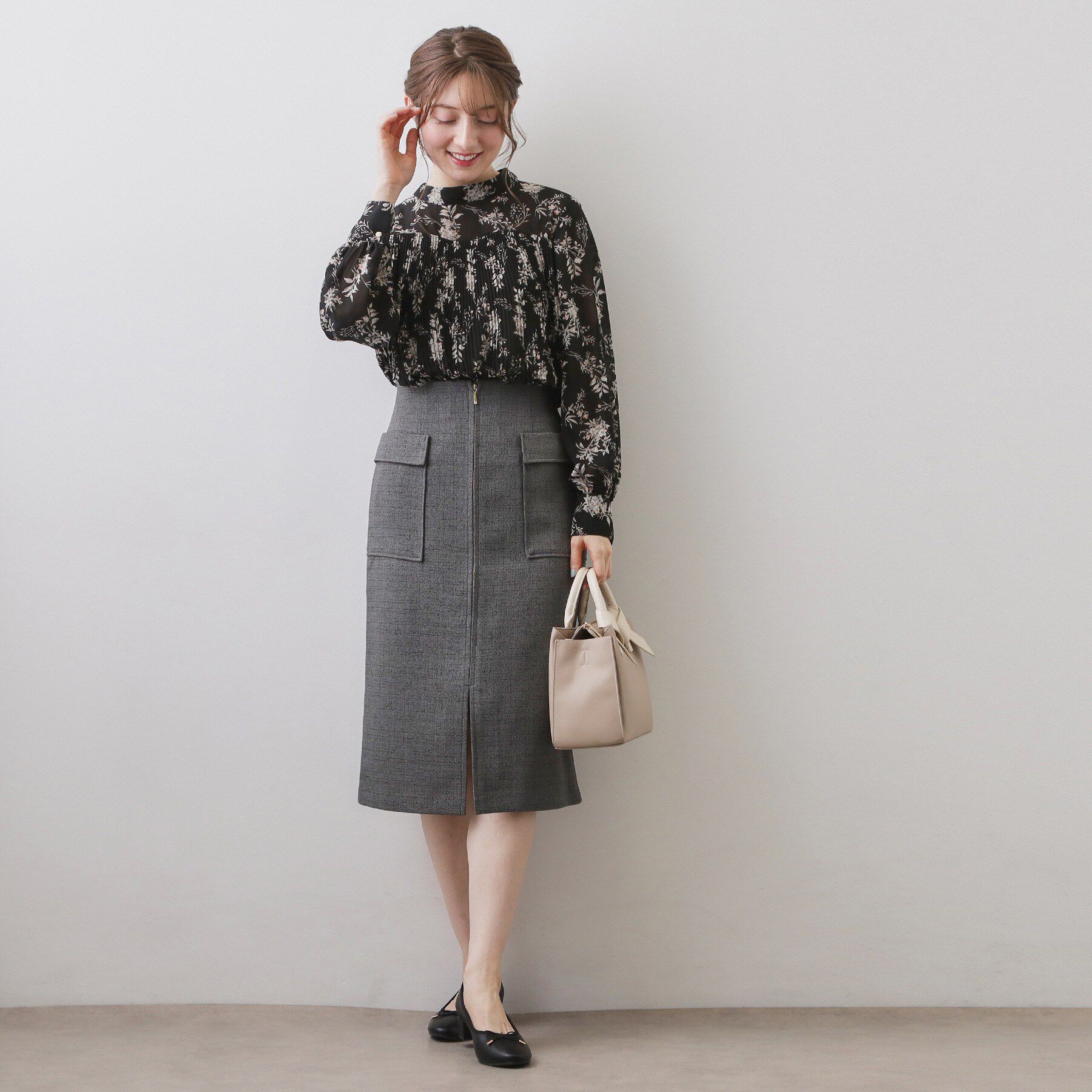 index「エアリープリーツスタンドカラーブラウス【洗濯機OK/イージーアイロン/防シワ】《5col》」|シャツ・ブラウス|