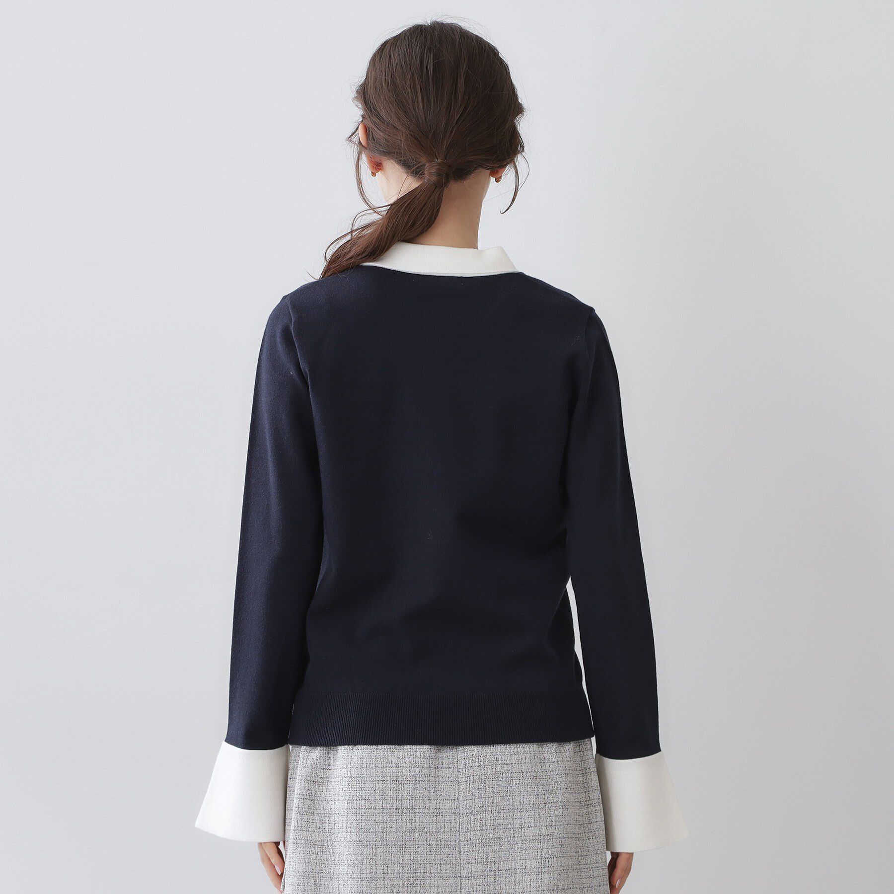 index「バイカラーボウタイパール調ニット【洗濯機OK】」|ニット・セーター|