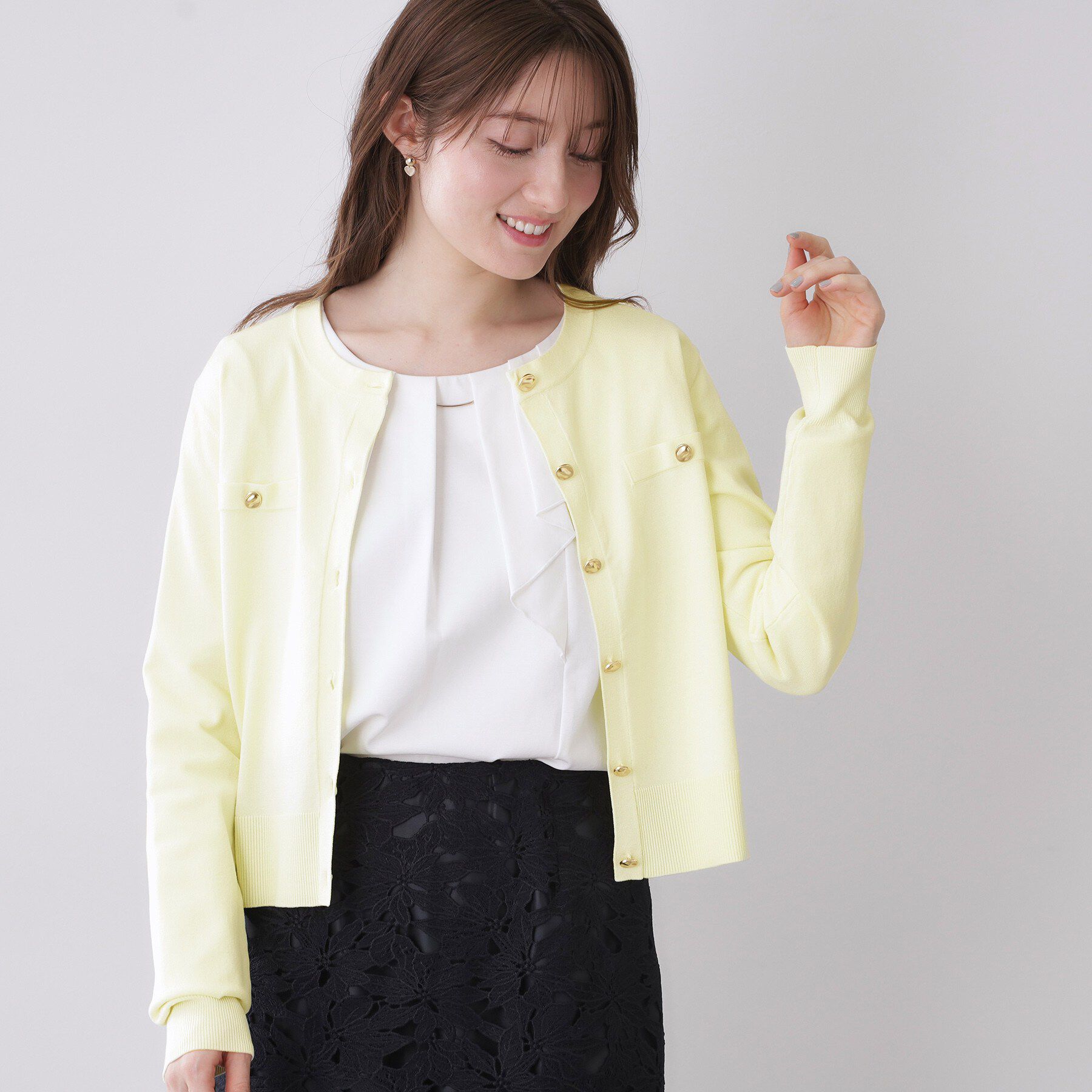 index「ボクシークルーネックカーディガン【洗濯機OK】《5col》」|カーディガン|