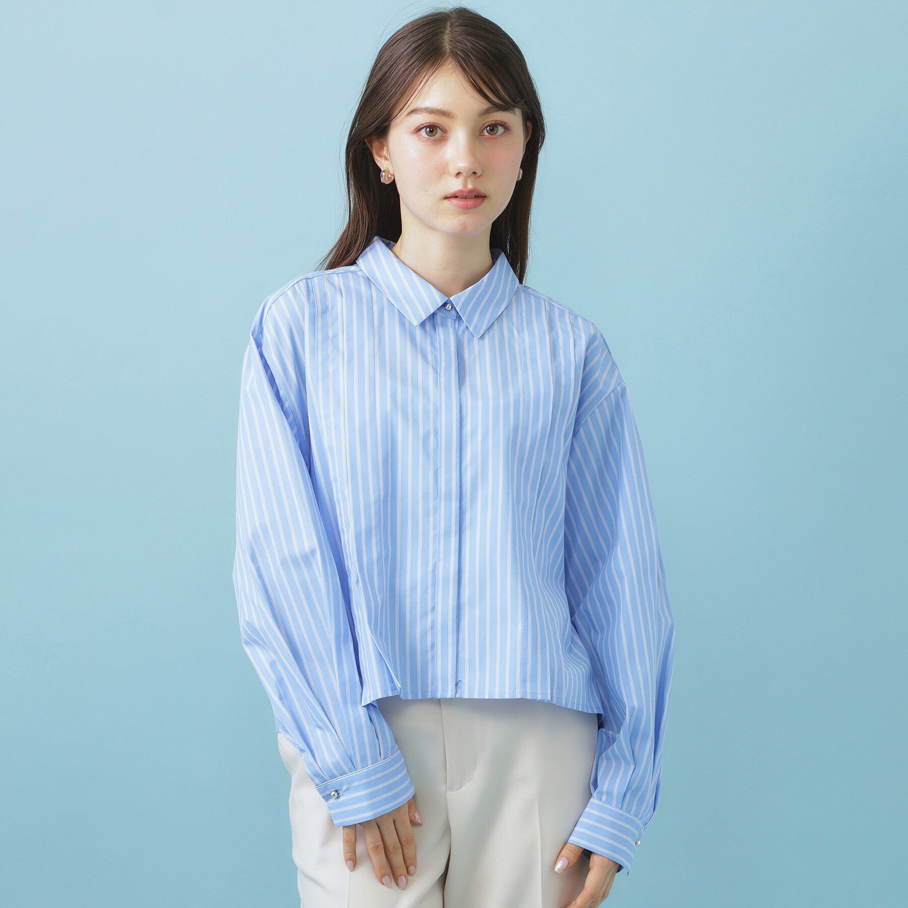 index「ブロード短丈タックシャツ【洗濯機OK】《5col》」|シャツ・ブラウス|