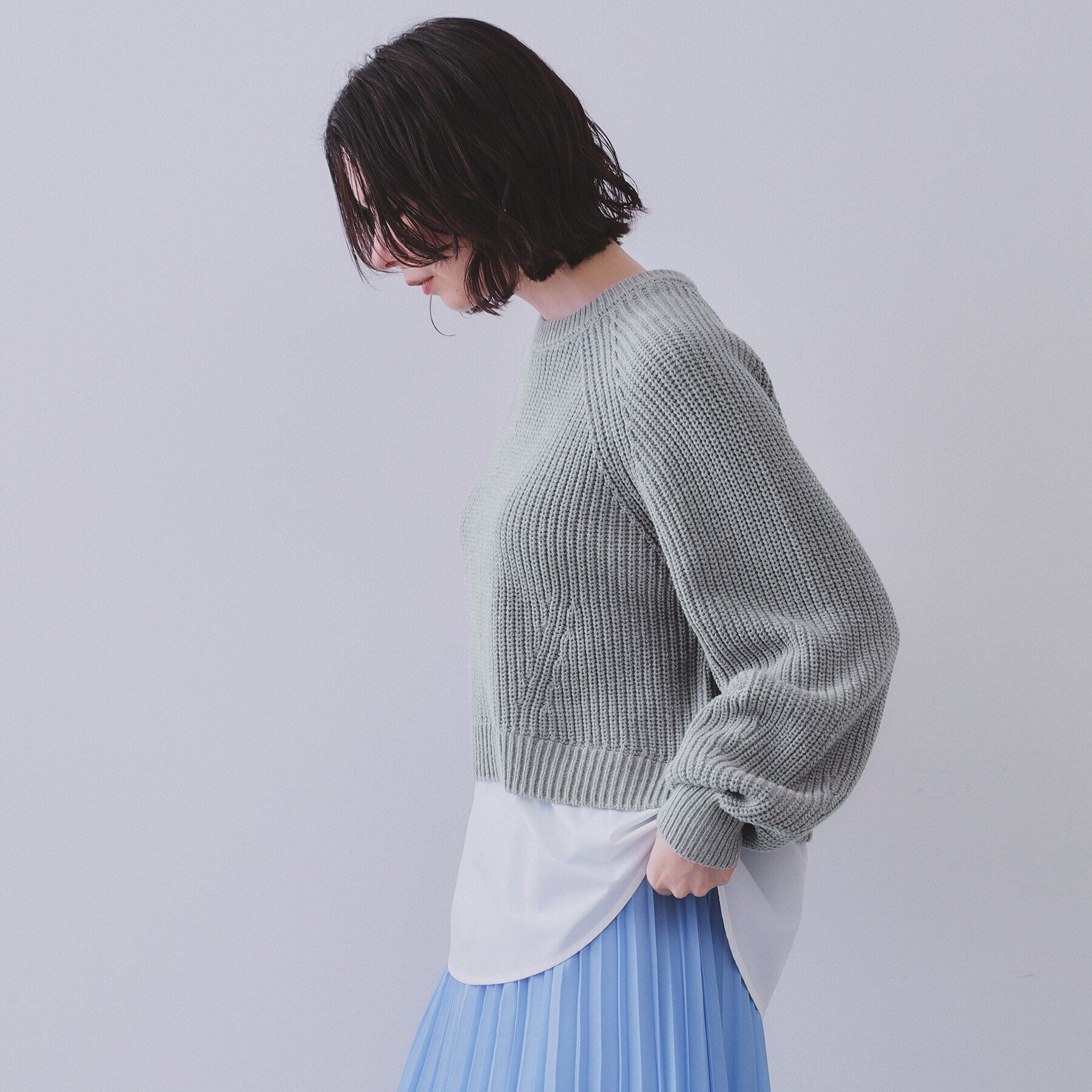 OPAQUE.CLIP「レイヤード風ミドルゲージニット【洗濯機洗い可】」|ニット・セーター|
