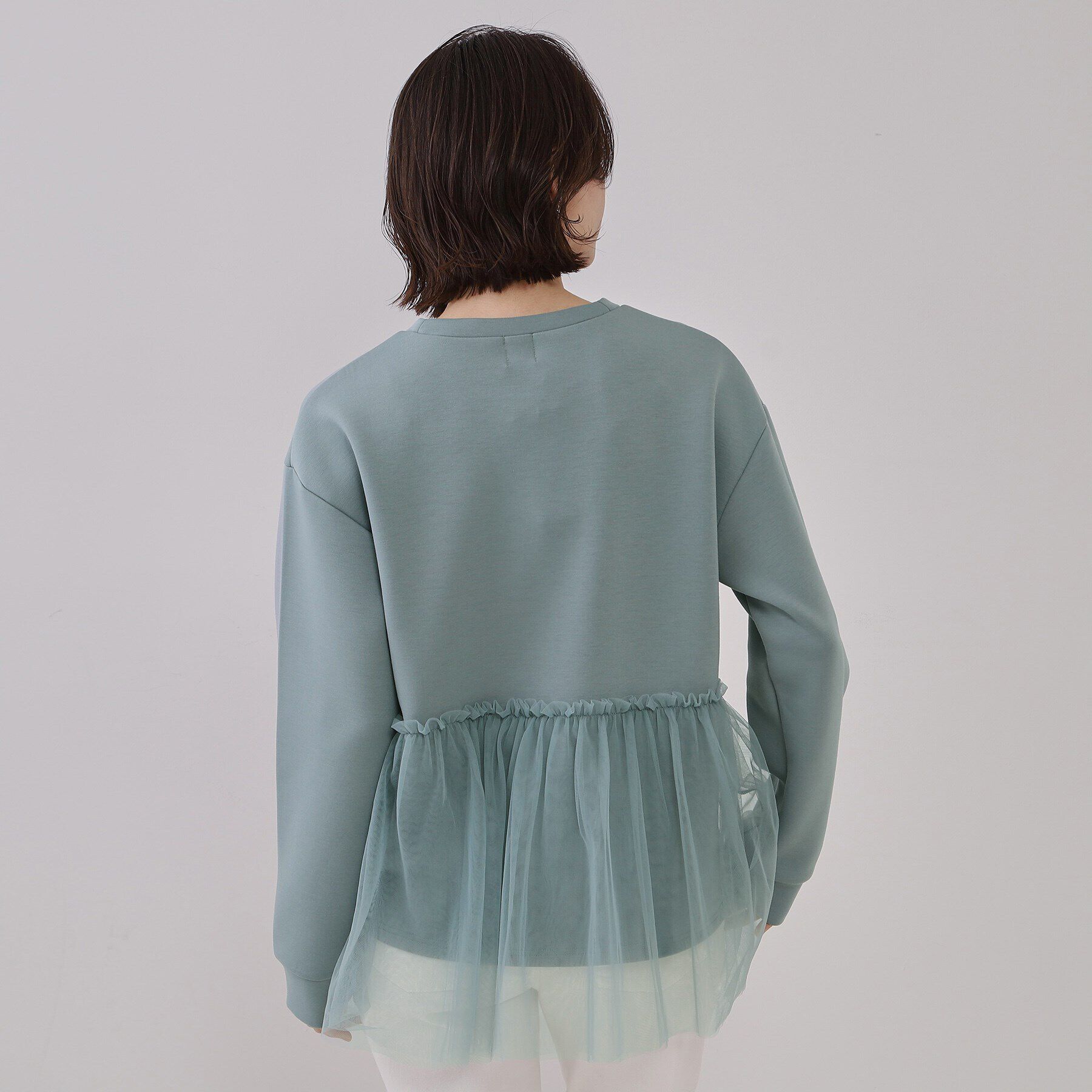 OPAQUE.CLIP「チュールドッキングペプラムトップス【洗濯機洗い可】」|Tシャツ・カットソー|