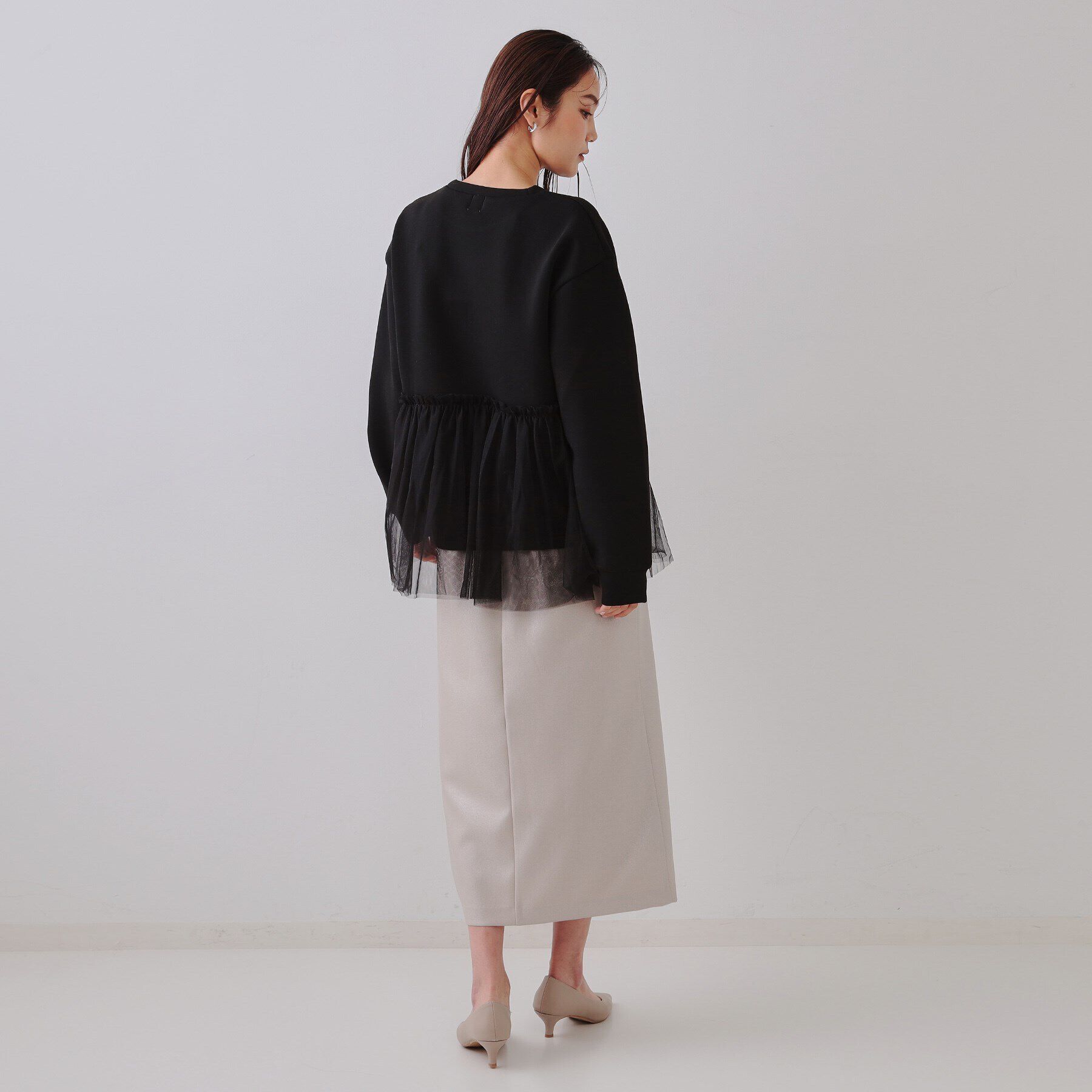 OPAQUE.CLIP「チュールドッキングペプラムトップス【洗濯機洗い可】」|Tシャツ・カットソー|