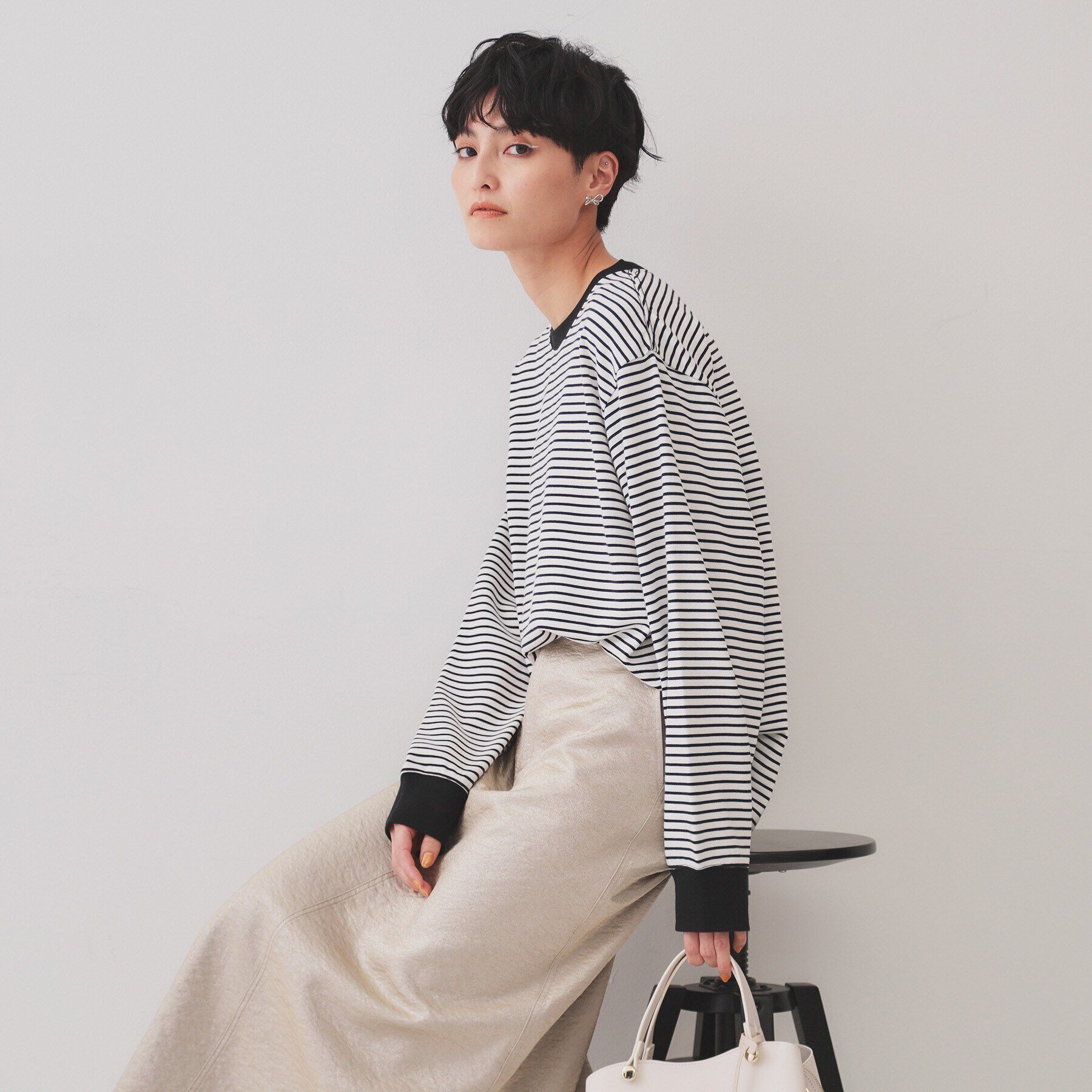 OPAQUE.CLIP「ボーダールーズフィットカットソー【洗濯機洗い可】」|Tシャツ・カットソー|