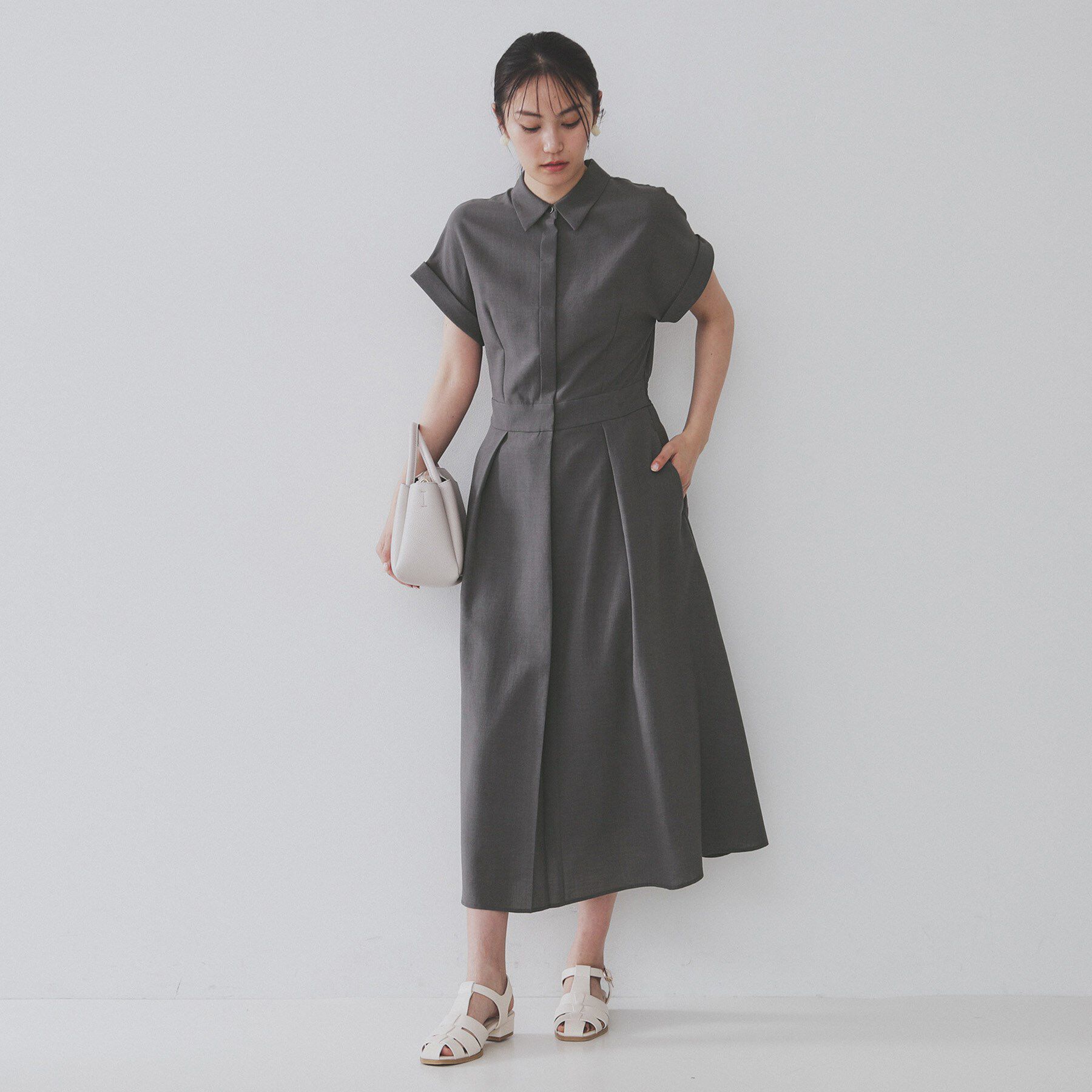 OPAQUE.CLIP「リネンライクシャツワンピース【洗濯機洗い可/吸水速乾/接触冷感】」|ワンピース|