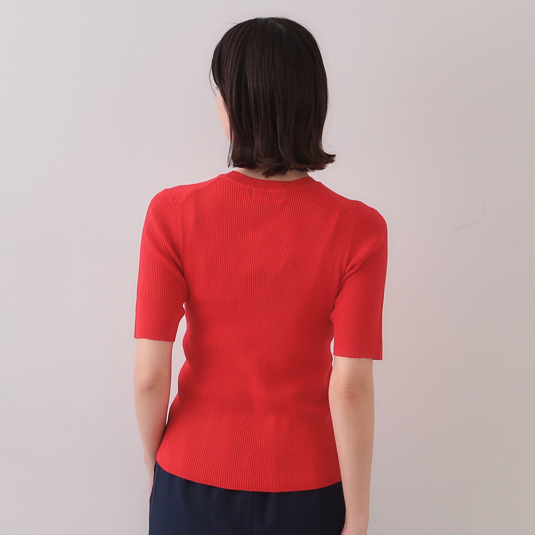 OPAQUE.CLIP「シアーリブハーフスリーブニット【洗濯機洗い可/抗ピル】」|ニット・セーター|