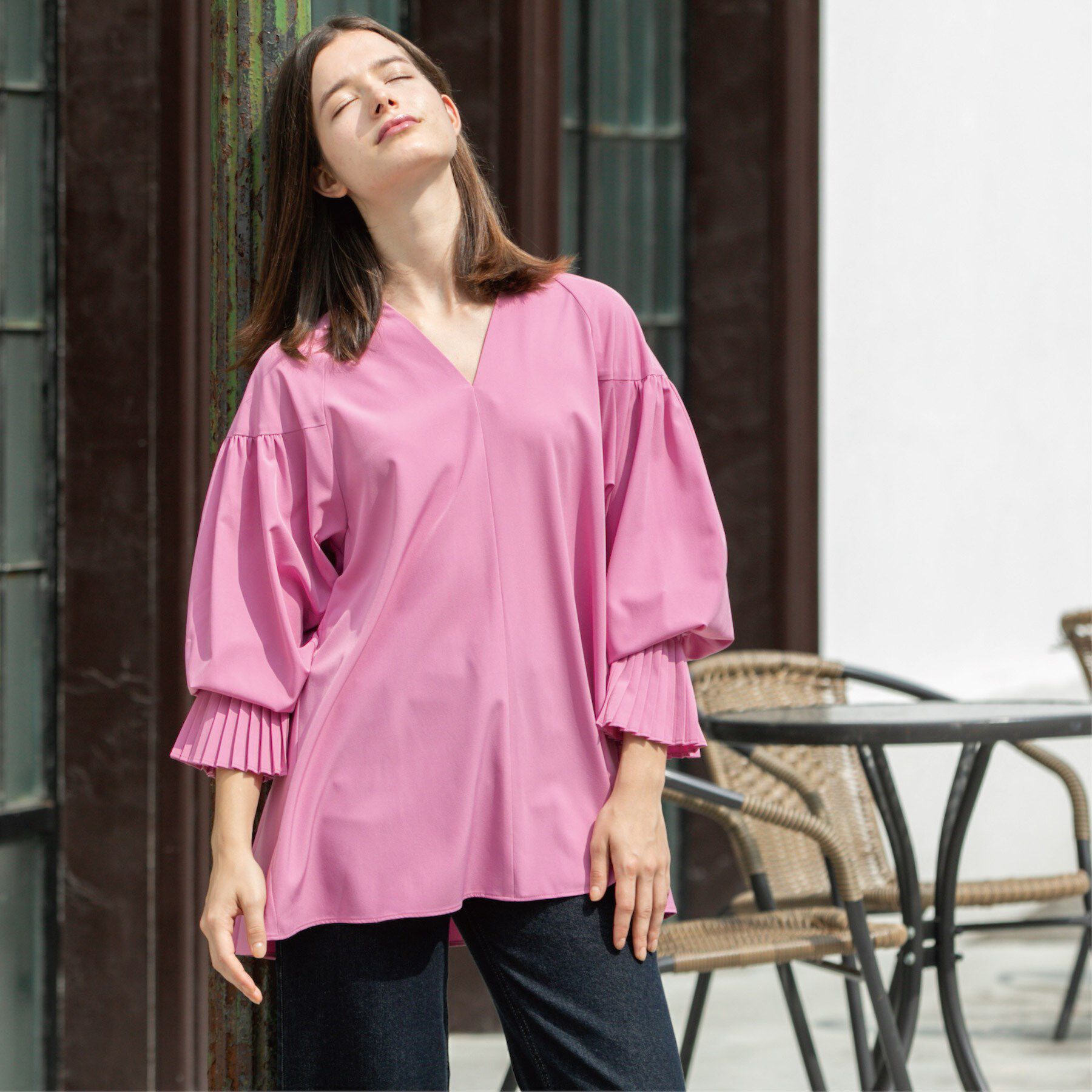 OPAQUE.CLIP「プリーツキャンディスリーブブラウス【洗濯機洗い可】」|シャツ・ブラウス|