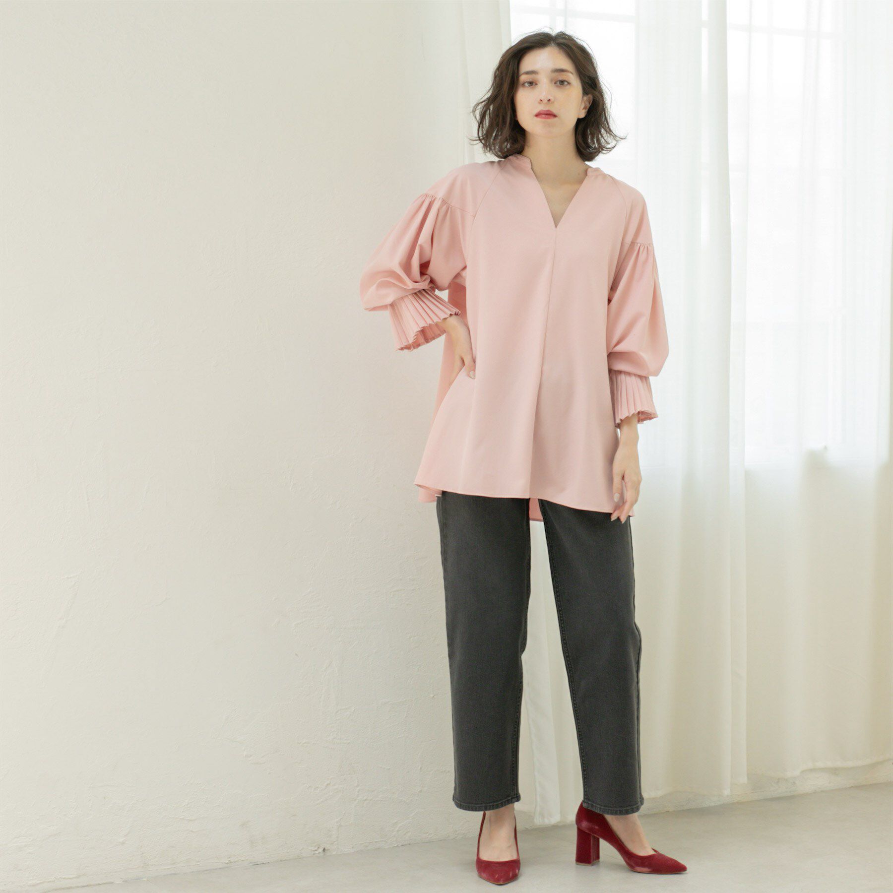 OPAQUE.CLIP「プリーツキャンディスリーブブラウス【洗濯機洗い可】」|シャツ・ブラウス|