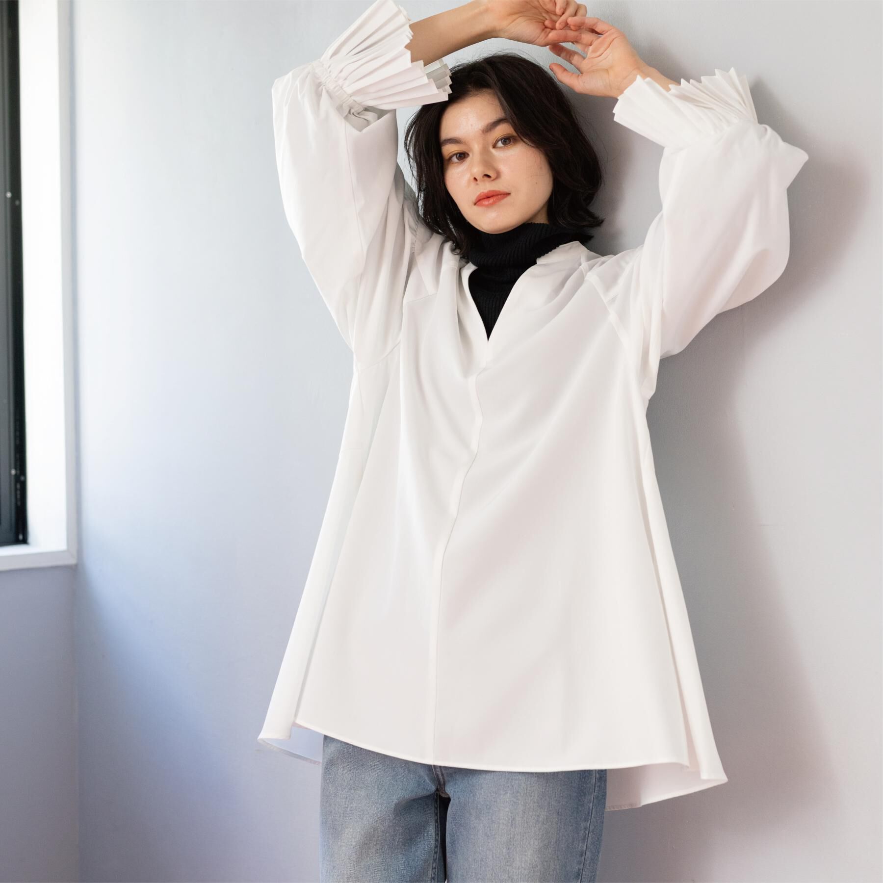 OPAQUE.CLIP「プリーツキャンディスリーブブラウス【洗濯機洗い可】」|シャツ・ブラウス|